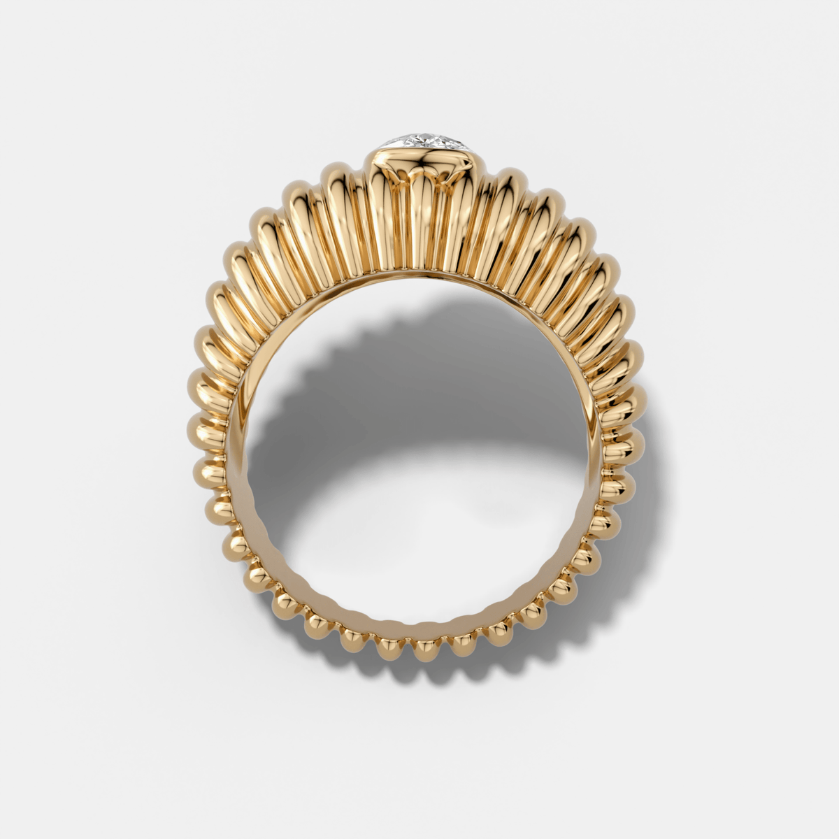 Accordion Cigar Band with an Elongated Cushion Cut Diamond - GOODSTONE