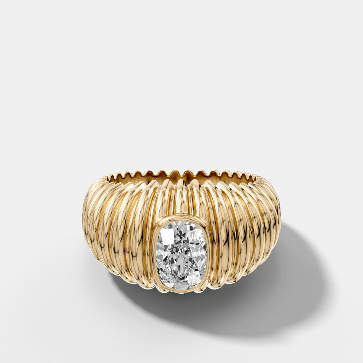 Accordion Cigar Band with an Elongated Cushion Cut Diamond - GOODSTONE