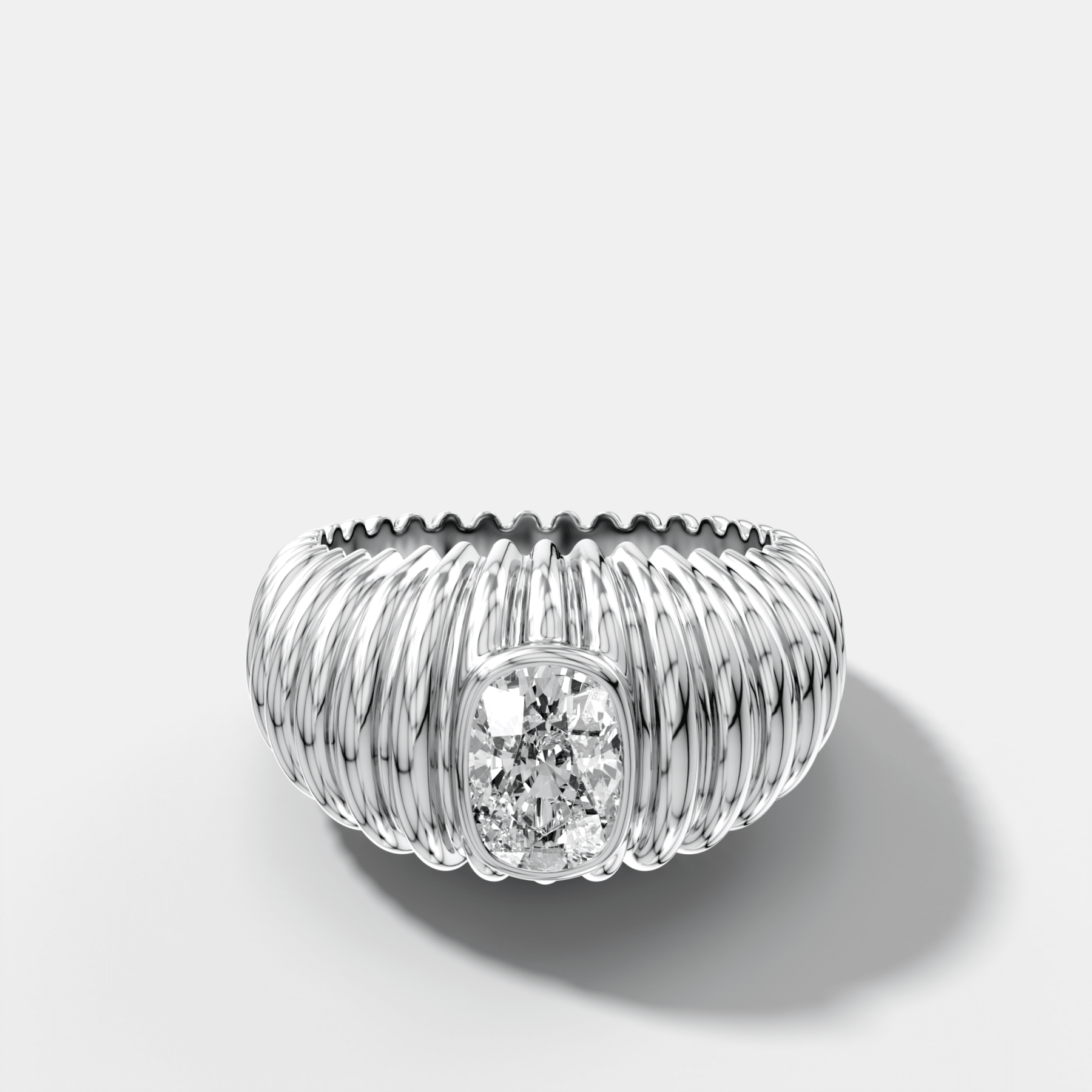 Accordion Cigar Band with an Elongated Cushion Cut Diamond - GOODSTONE