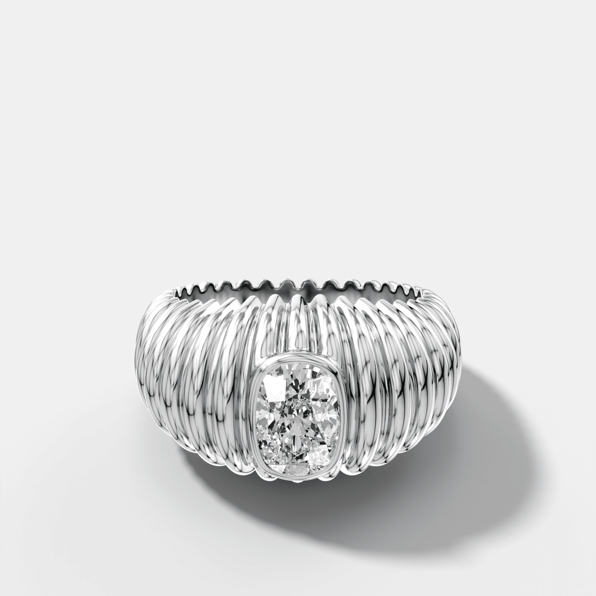 Accordion Cigar Band with an Elongated Cushion Cut Diamond - GOODSTONE