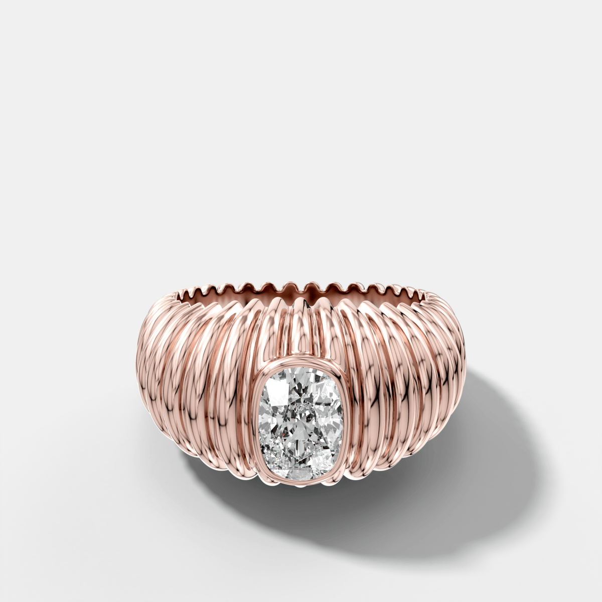 Accordion Cigar Band with an Elongated Cushion Cut Diamond - GOODSTONE