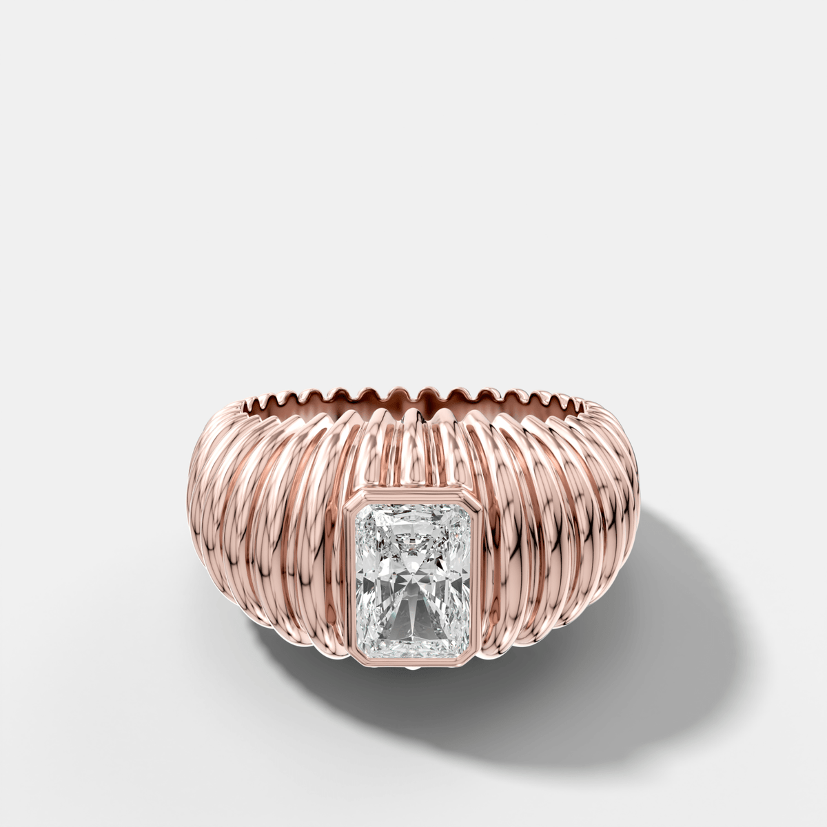 Accordion Cigar Band with an Elongated Radiant Cut Diamond - GOODSTONE