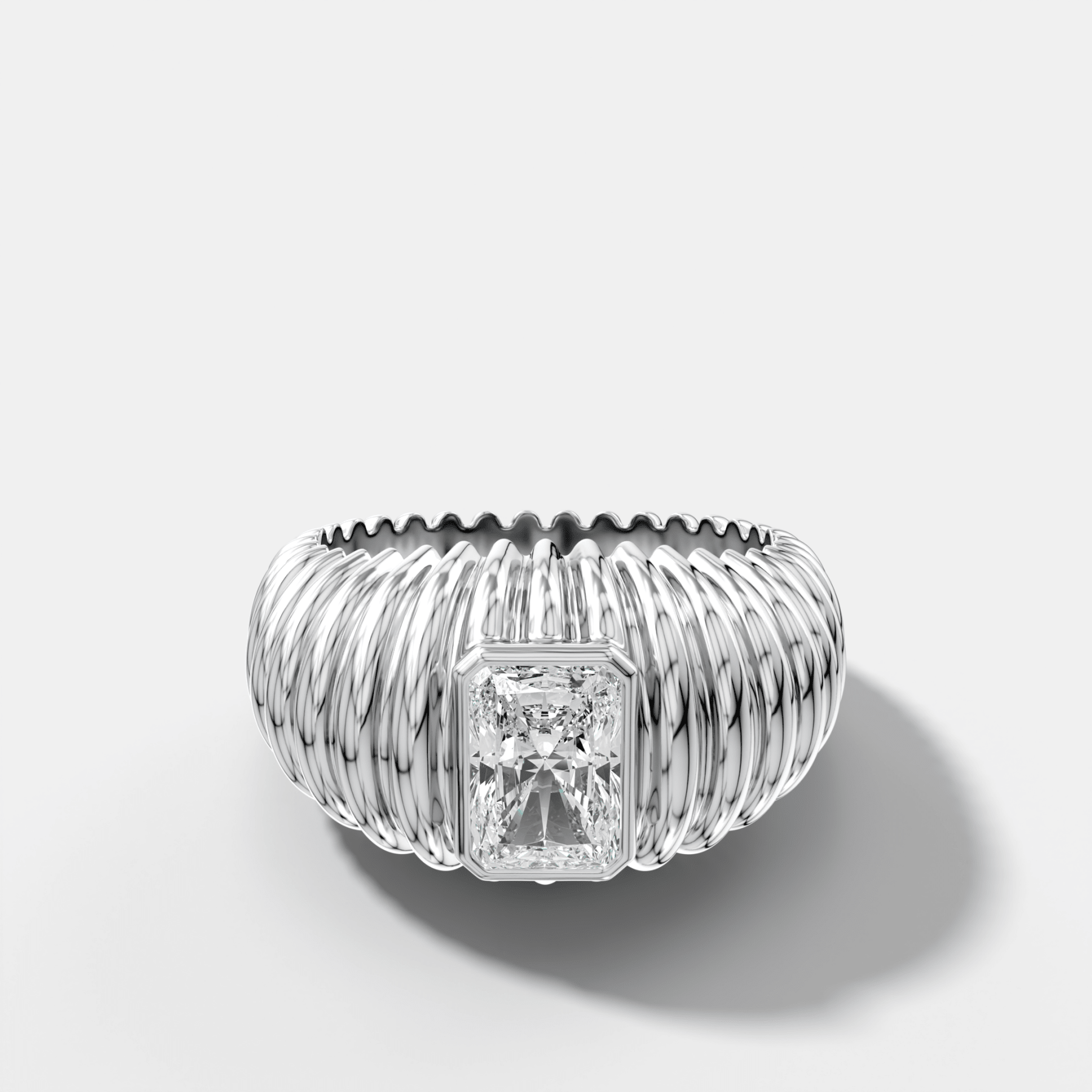 Accordion Cigar Band with an Elongated Radiant Cut Diamond - GOODSTONE