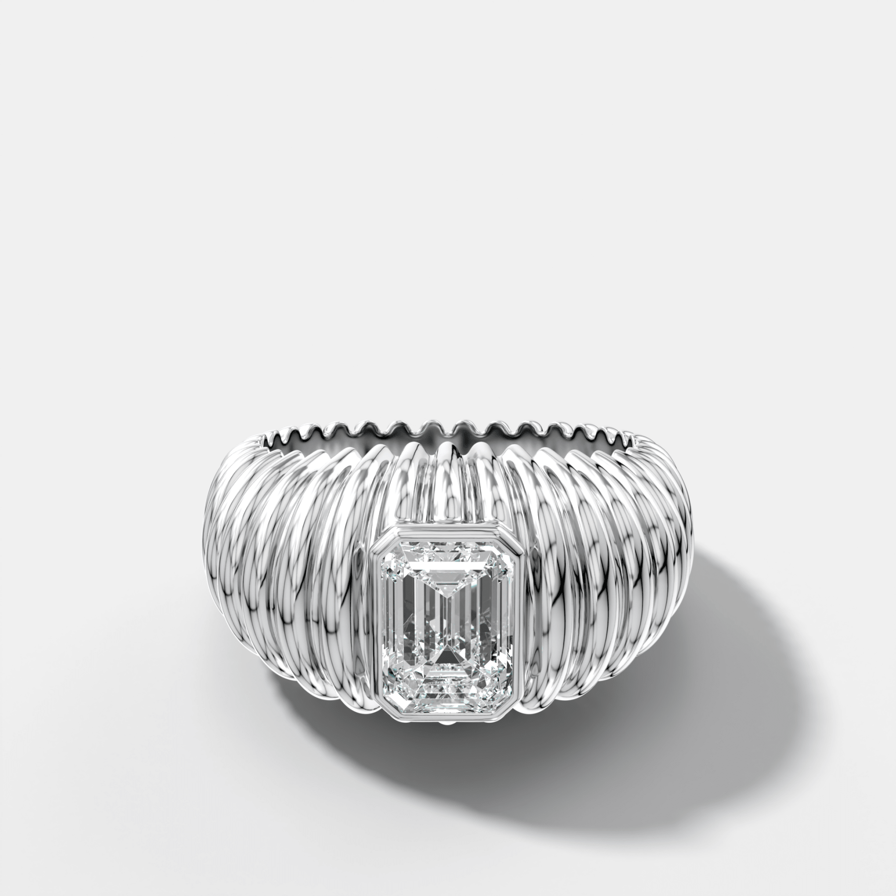 Accordion Cigar Band with an Emerald Cut Diamond - GOODSTONE
