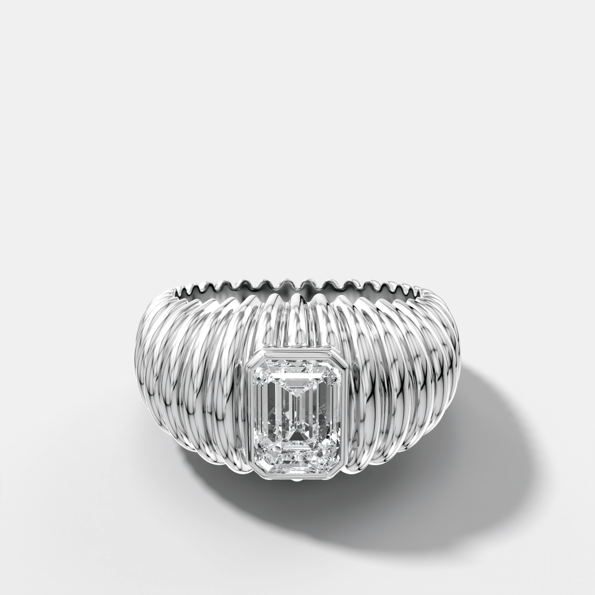 Accordion Cigar Band with an Emerald Cut Diamond - GOODSTONE