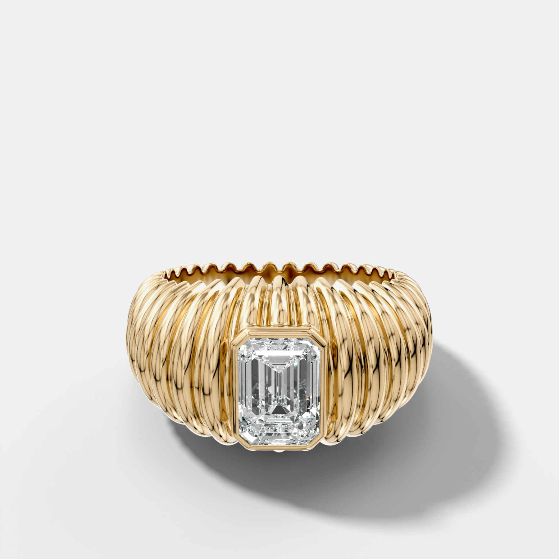 Accordion Cigar Band with an Emerald Cut Diamond - GOODSTONE