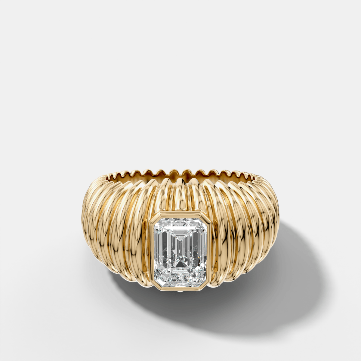 Accordion Cigar Band with an Emerald Cut Diamond - GOODSTONE