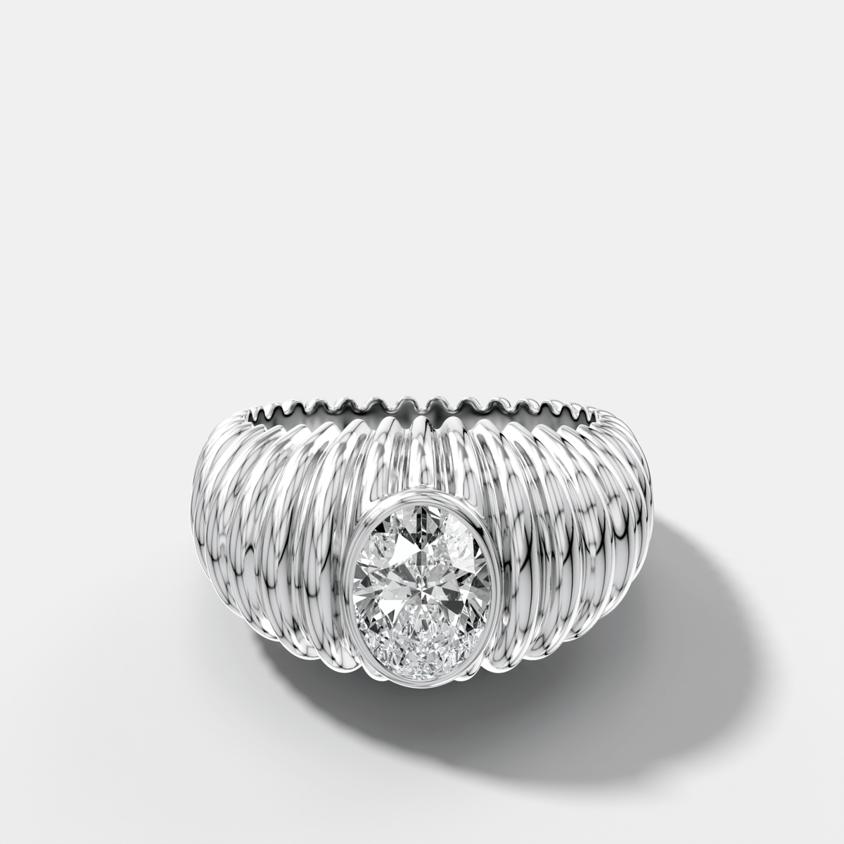 Accordion Cigar Band with an Oval Cut Diamond - GOODSTONE