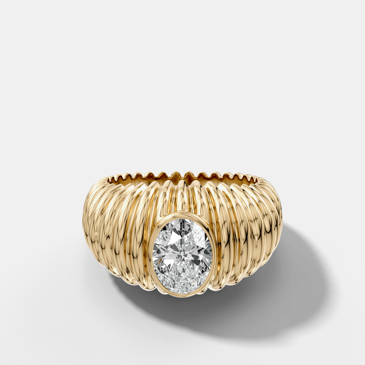 Accordion Cigar Band with an Oval Cut Diamond - GOODSTONE