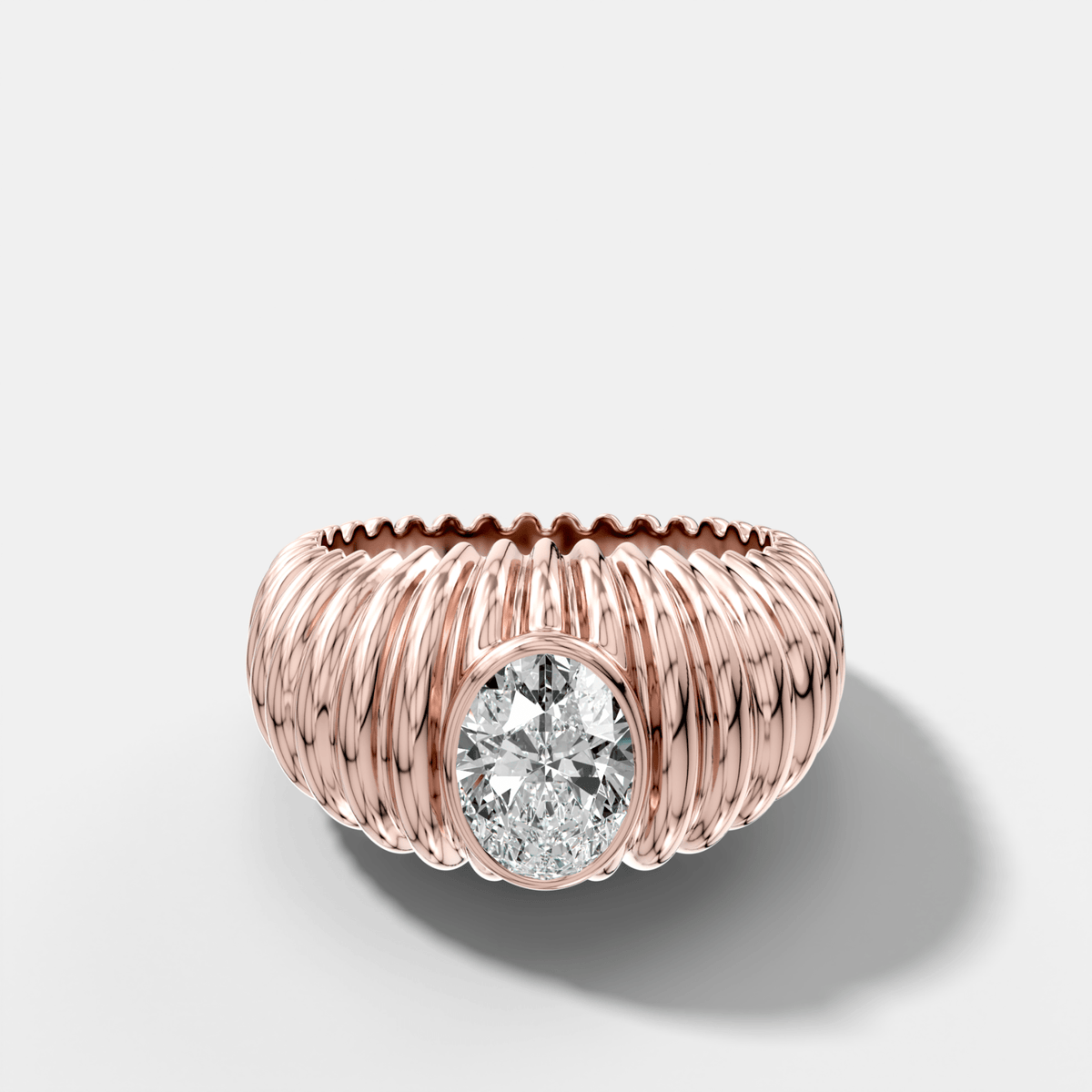 Accordion Cigar Band with an Oval Cut Diamond - GOODSTONE