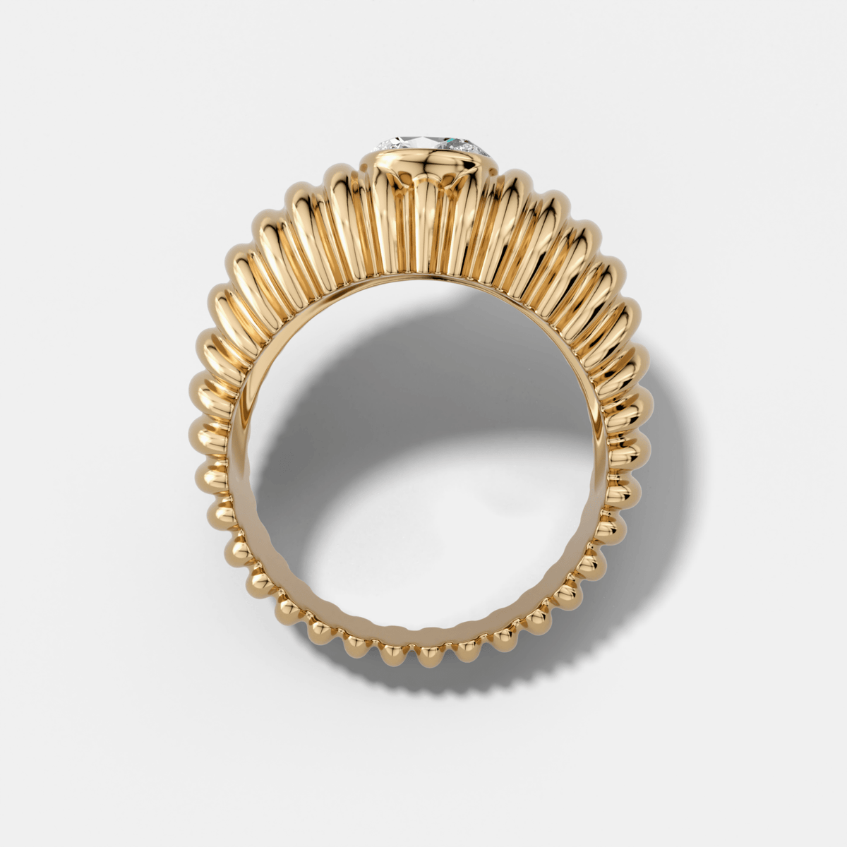 Accordion Cigar Band with an Oval Cut Diamond - GOODSTONE