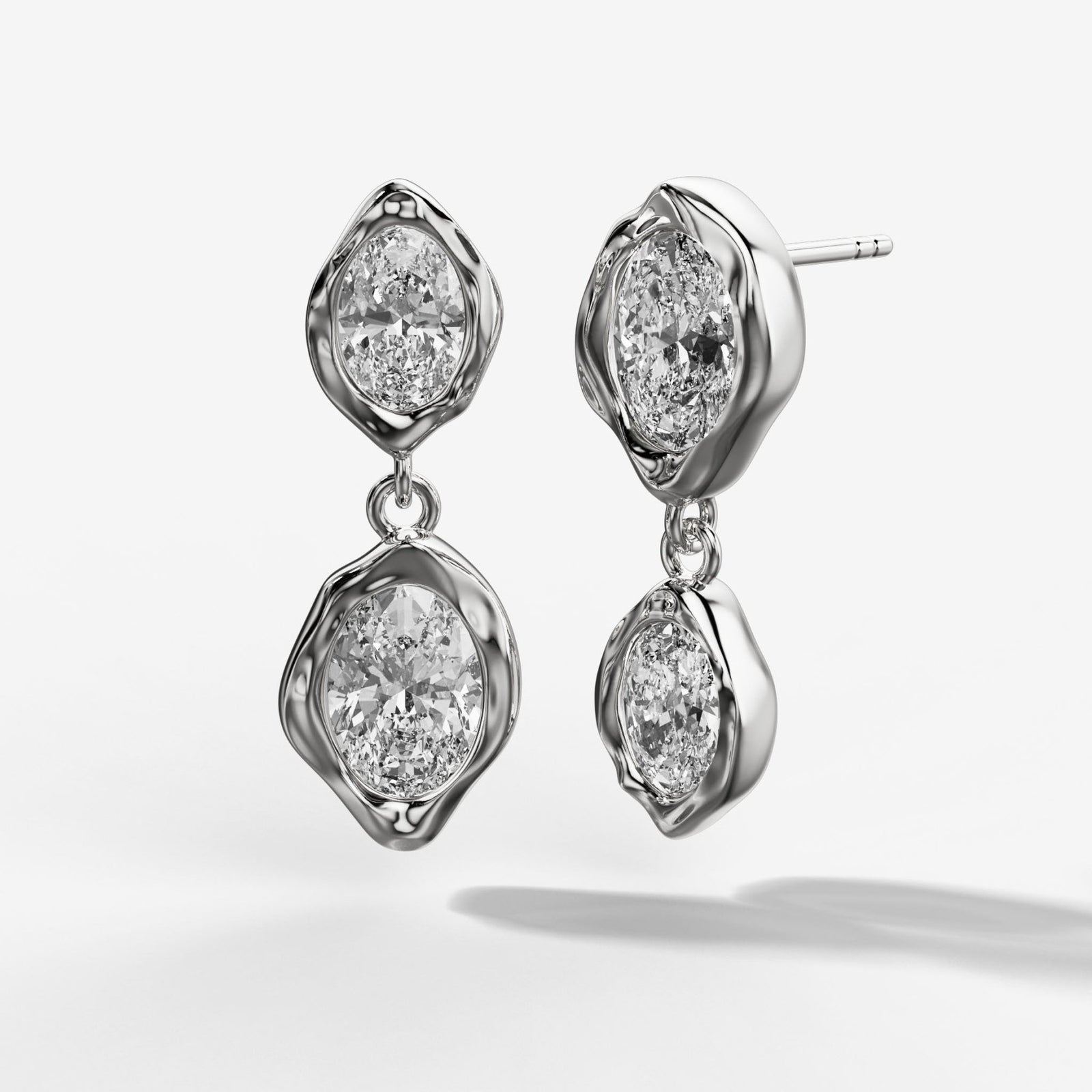 Alternating Oval Molten Bezel Drop Earrings - GOODSTONE