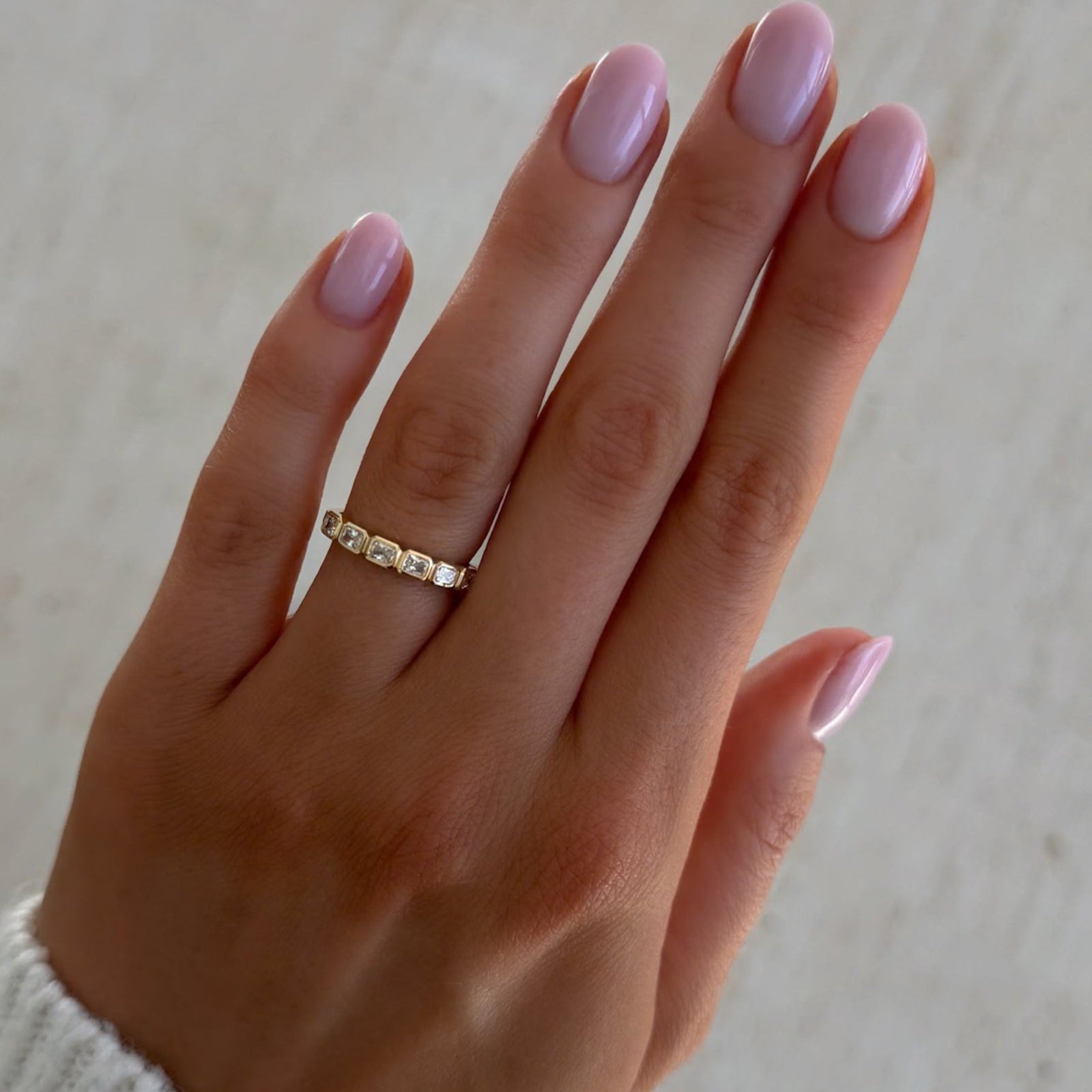 Baby Bezel Set Eternity Band With East West Natural Radiant Cuts - GOODSTONE
