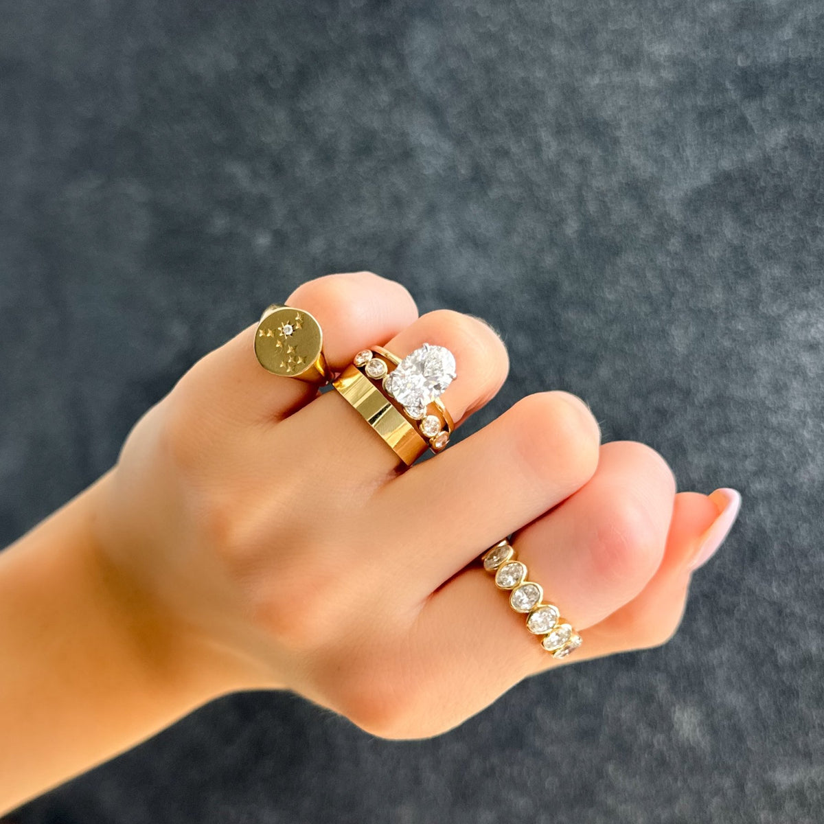 Baby Bezel Set Eternity Band With East West Oval Cuts - GOODSTONE