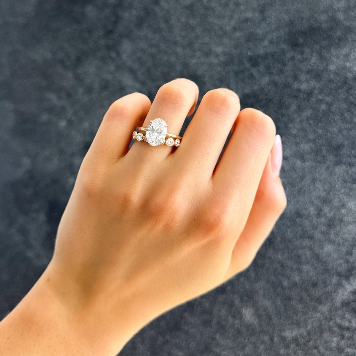 Baby Bezel Set Eternity Band With East West Oval Cuts - GOODSTONE