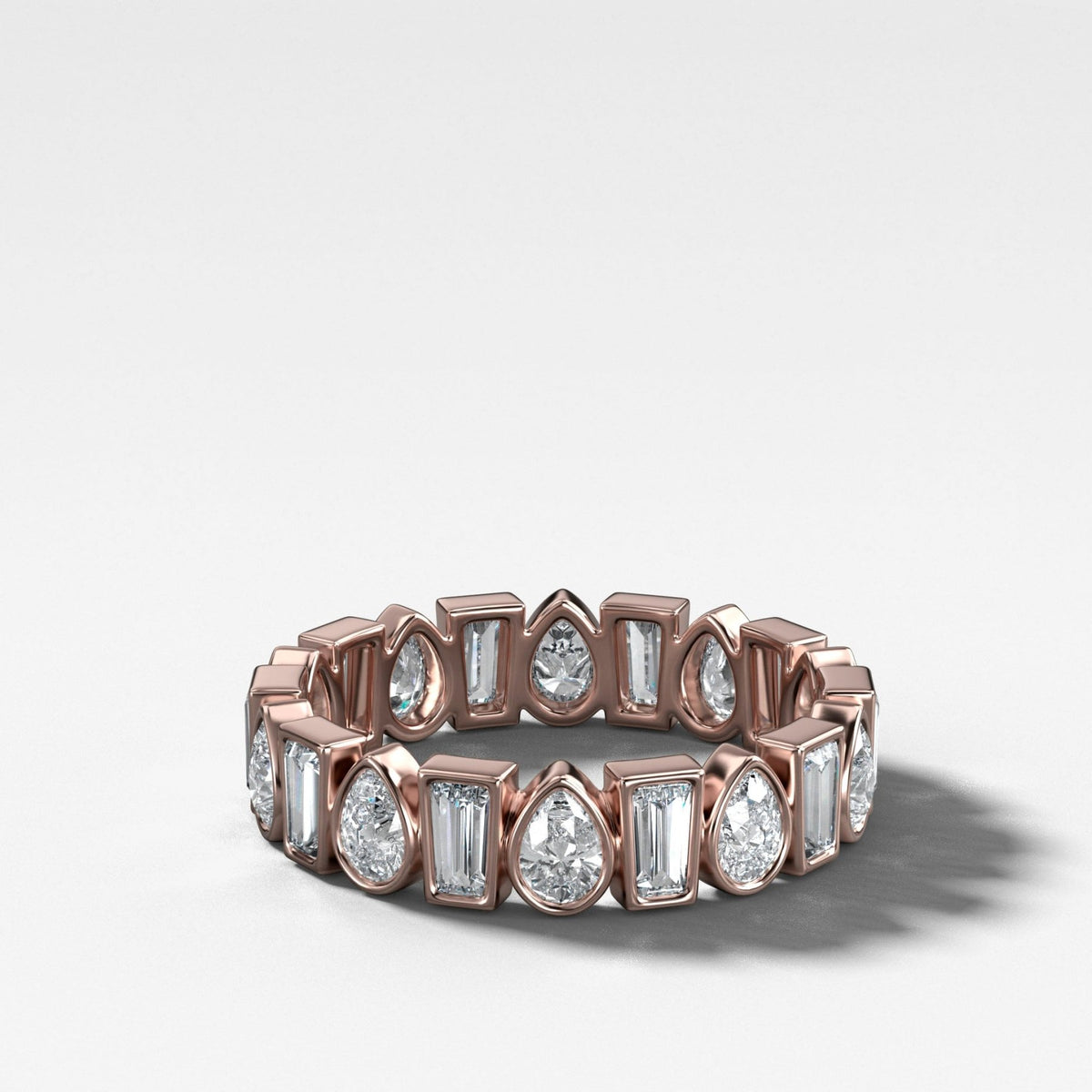 Baby Bezel Set Eternity Band with Pear and Tapered Baguette Diamonds - GOODSTONE