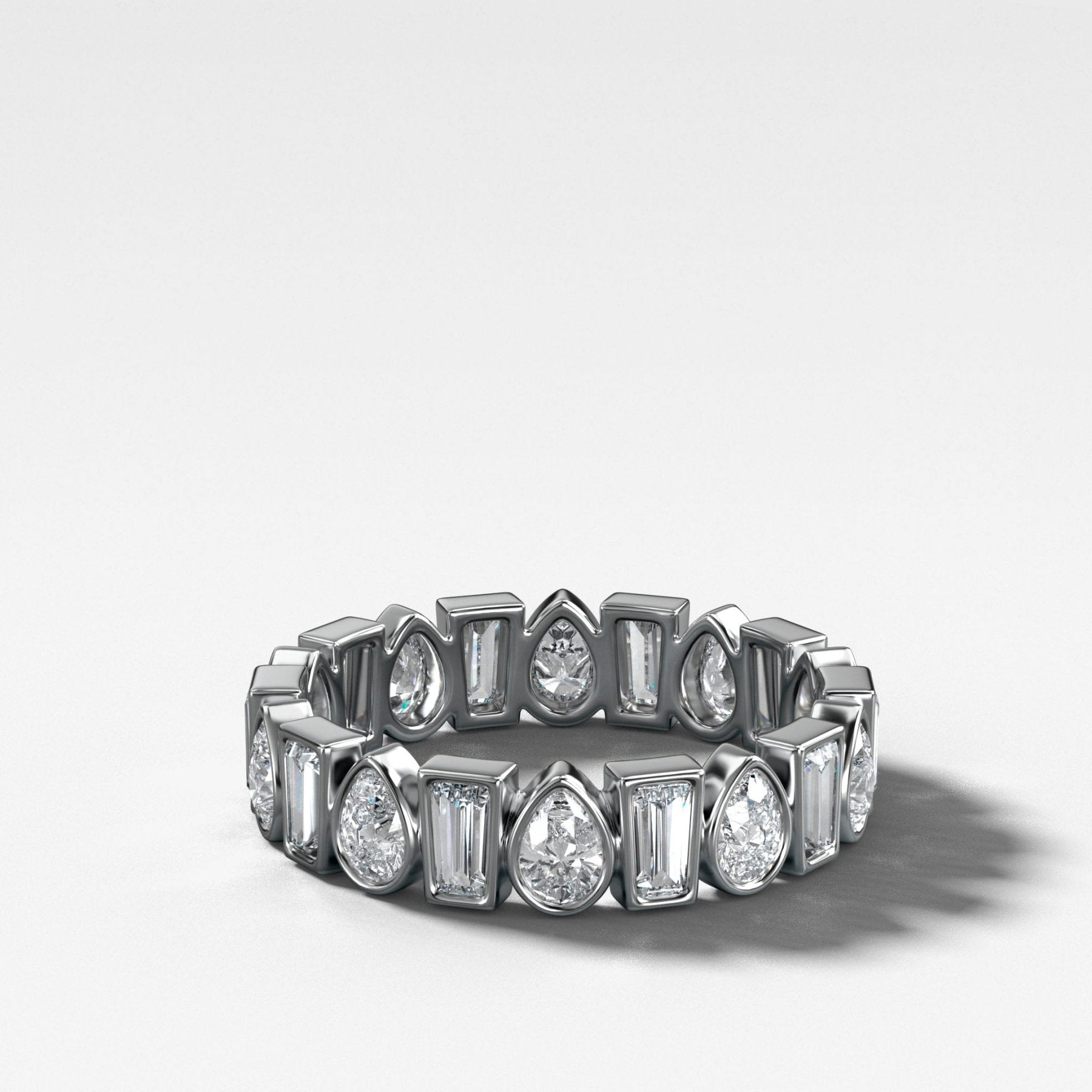 Baby Bezel Set Eternity Band with Pear and Tapered Baguette Diamonds - GOODSTONE