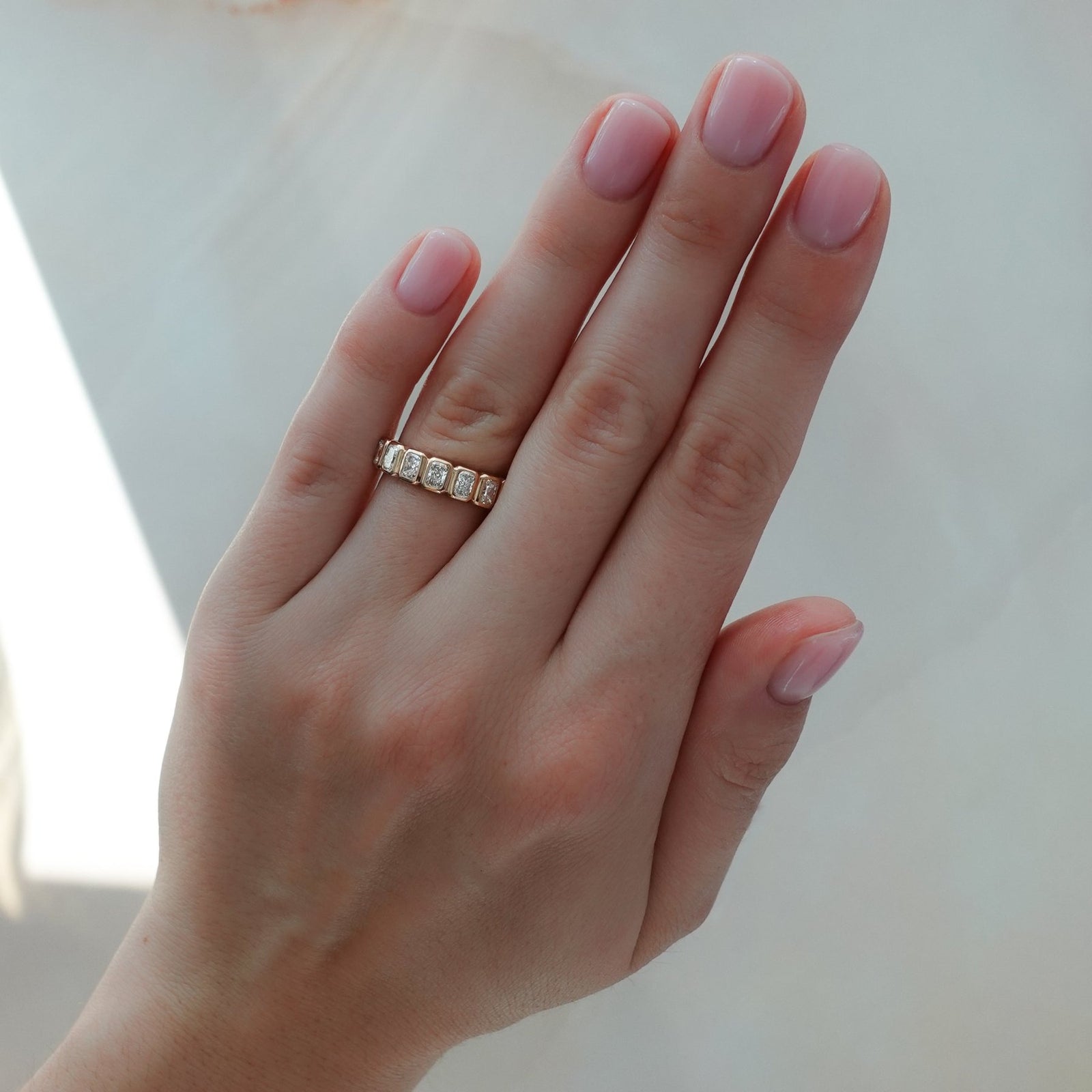 Baby Bezel Set Eternity Band With Radiant Cuts - GOODSTONE