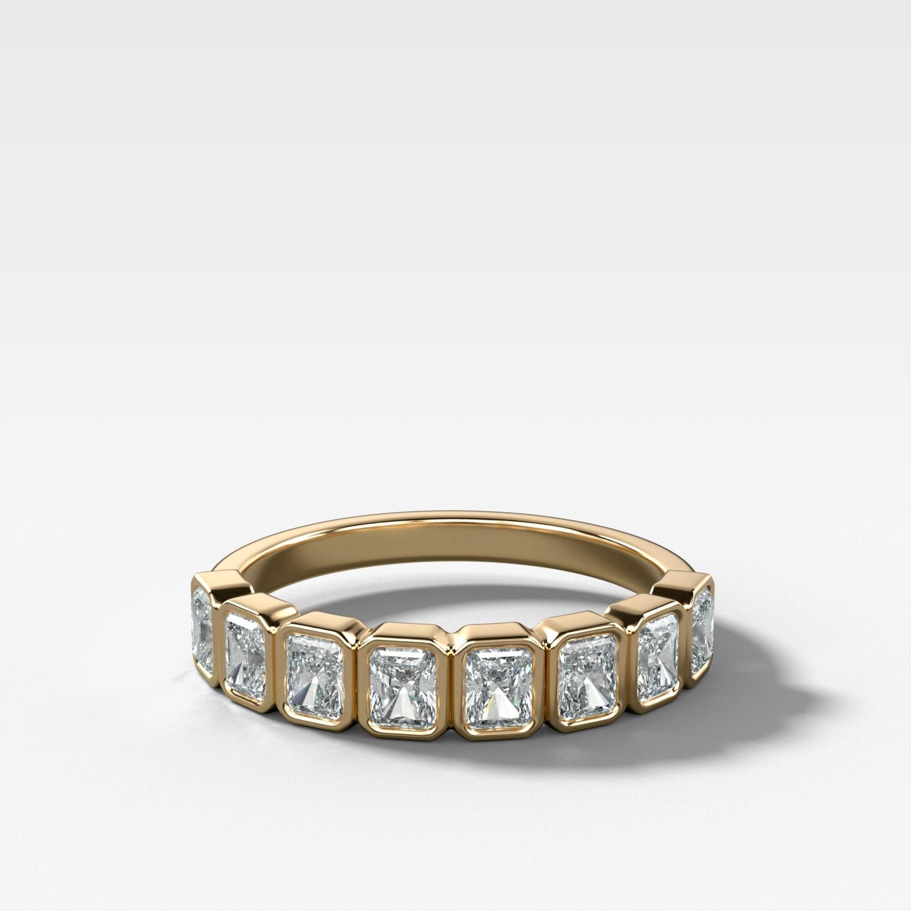Baby Bezel Set Halfway Wedding Band With Radiant Cuts - GOODSTONE
