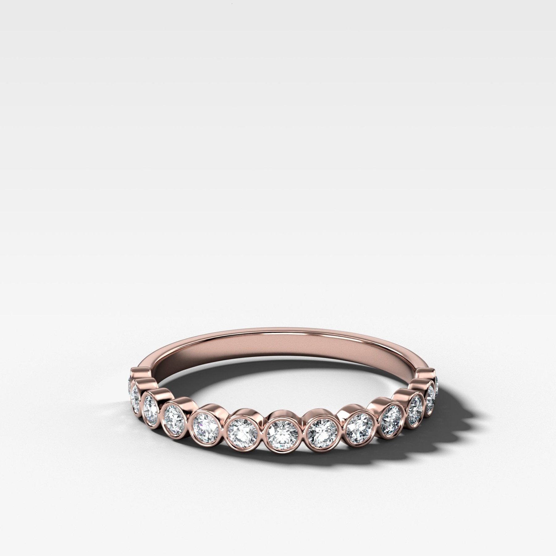 Baby Bezel Set Halfway Wedding Band with Round Cuts - GOODSTONE