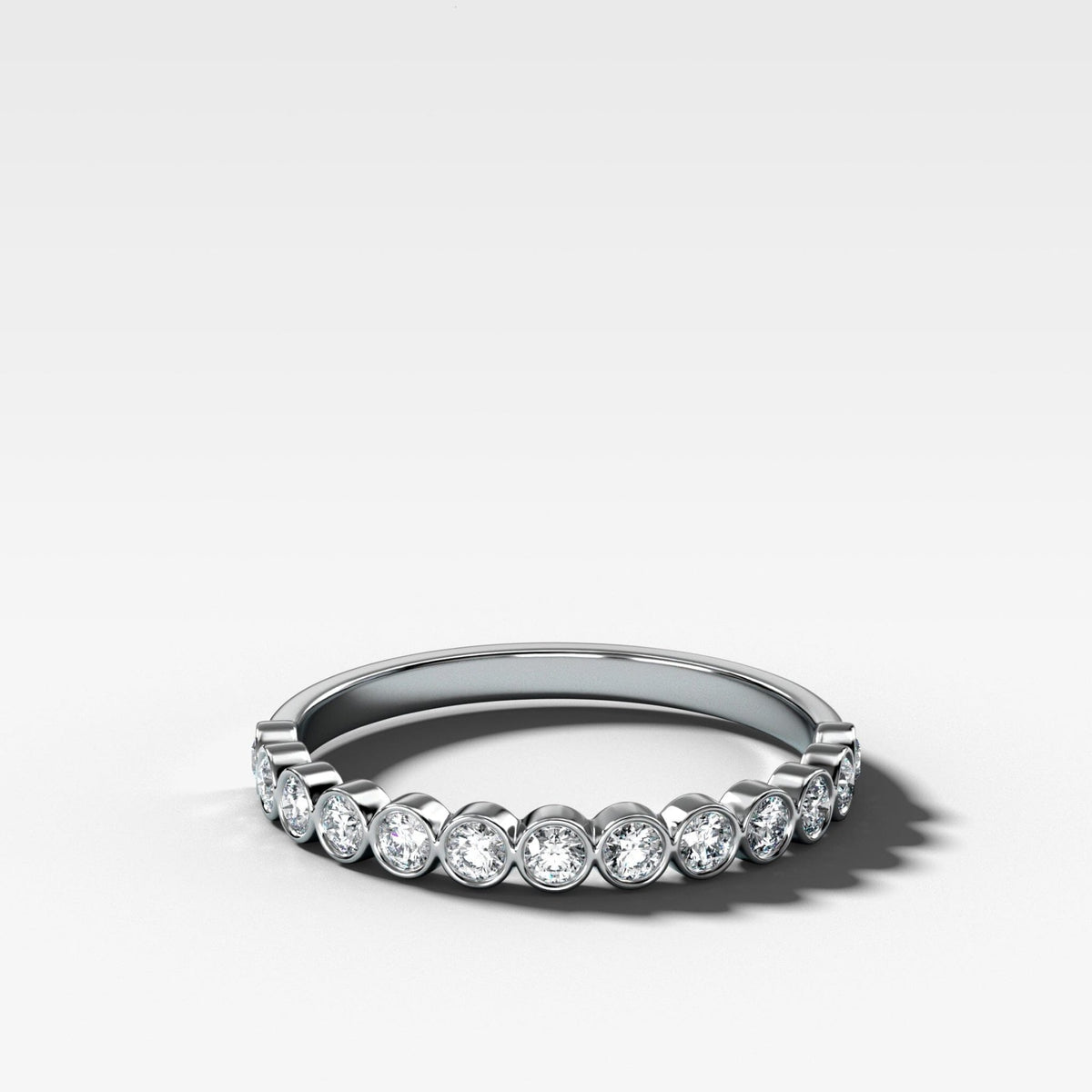 Baby Bezel Set Halfway Wedding Band with Round Cuts - GOODSTONE