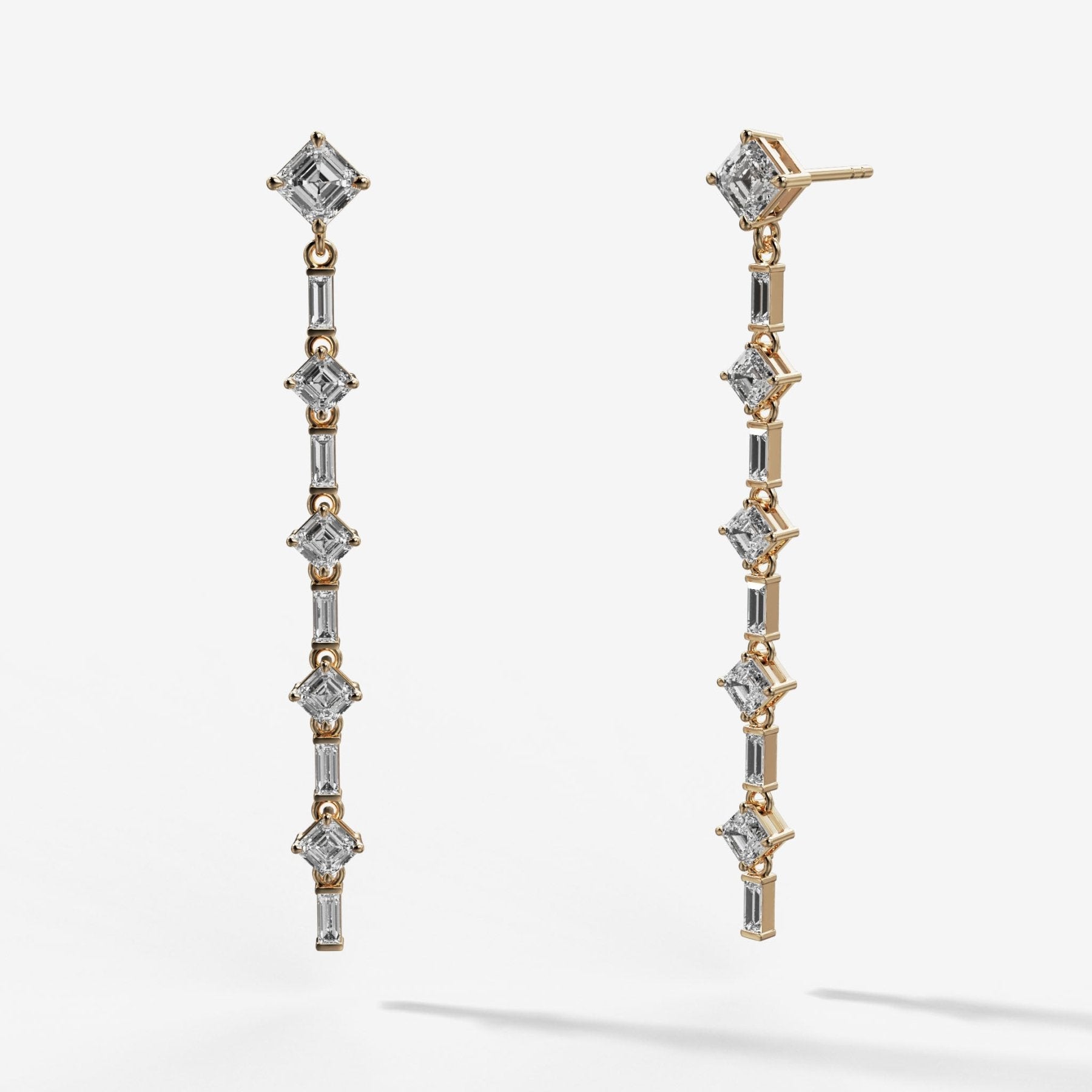 Baguette Deco Drop Earrings with Asscher Cuts - GOODSTONE