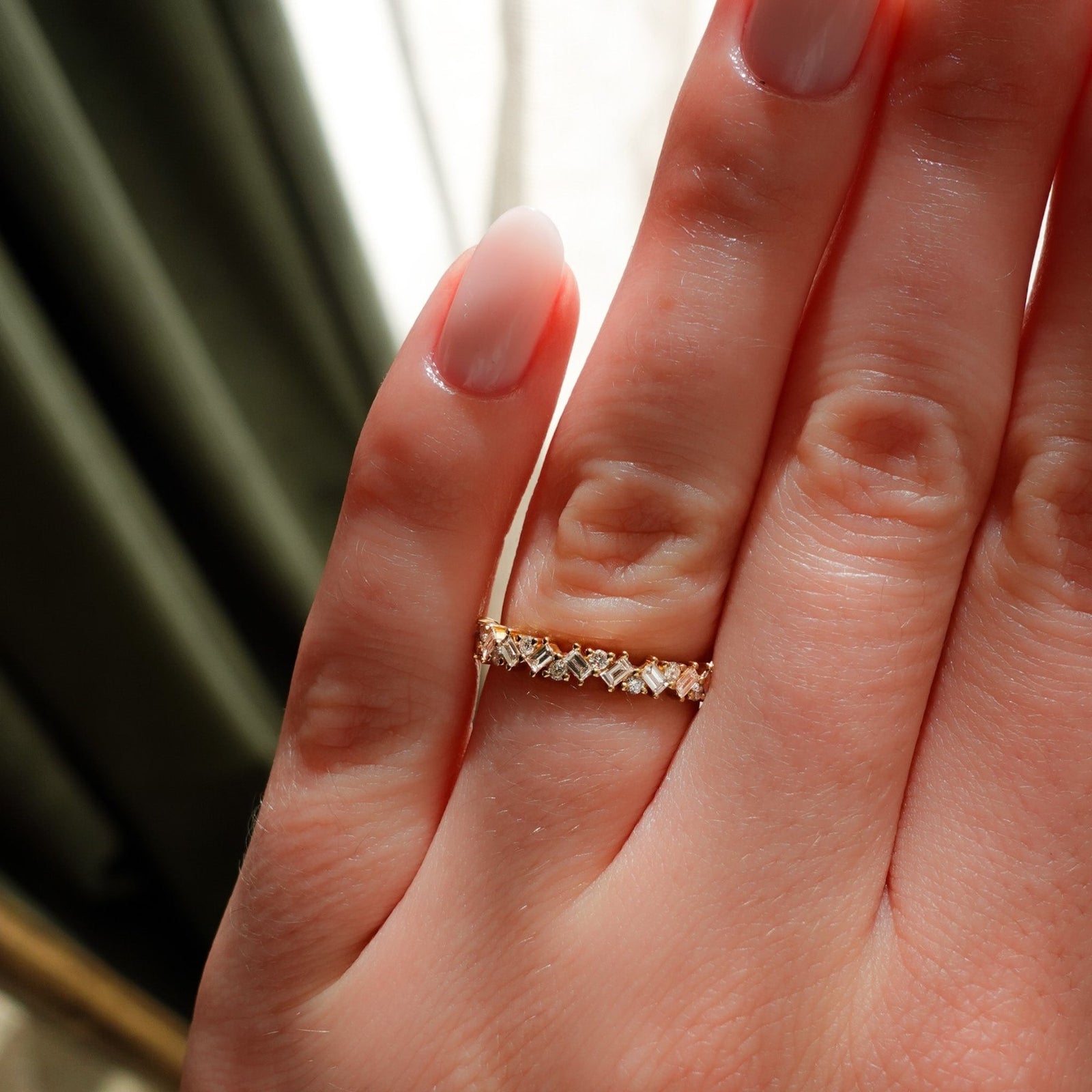 Baguette Diamond Medley Halfway Wedding Band - GOODSTONE