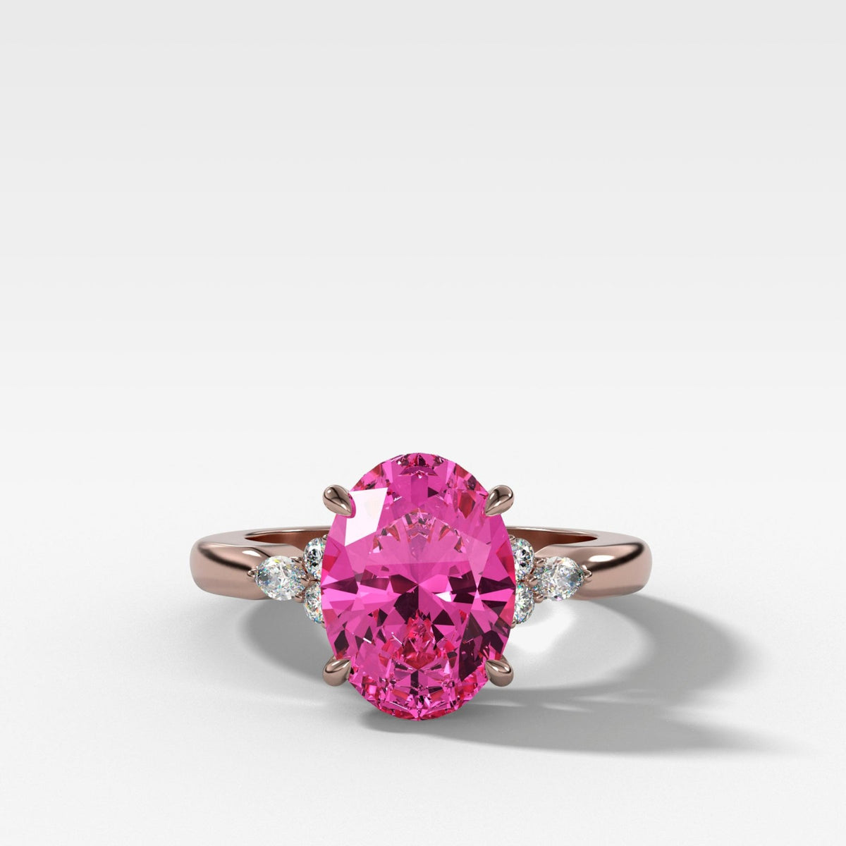 Bella Engagement Ring With Oval Cut Pink Sapphire - GOODSTONE