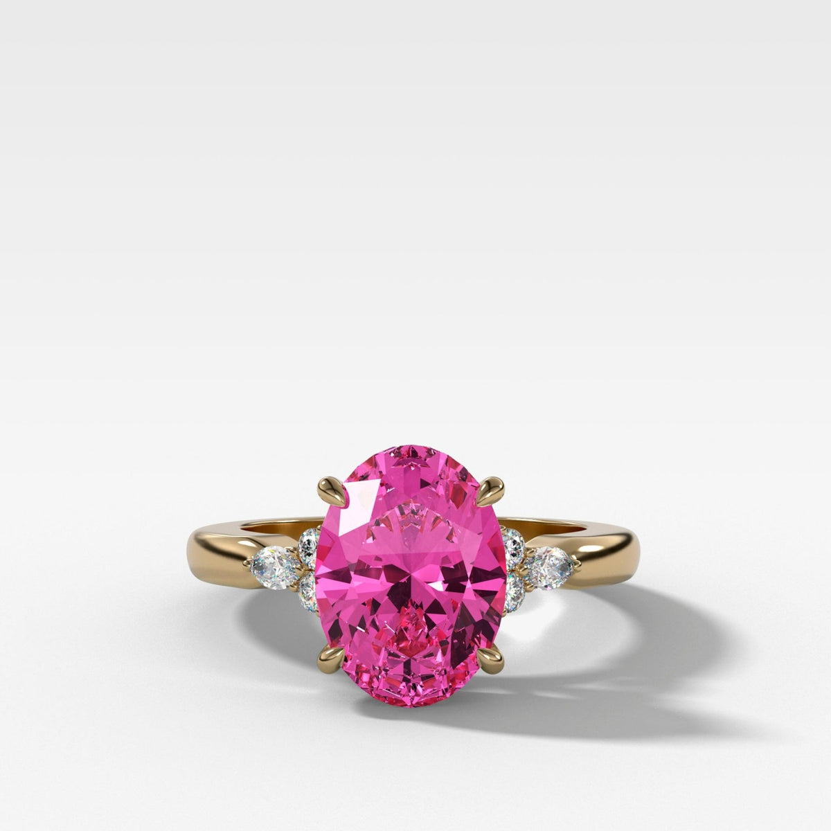Bella Engagement Ring With Oval Cut Pink Sapphire - GOODSTONE