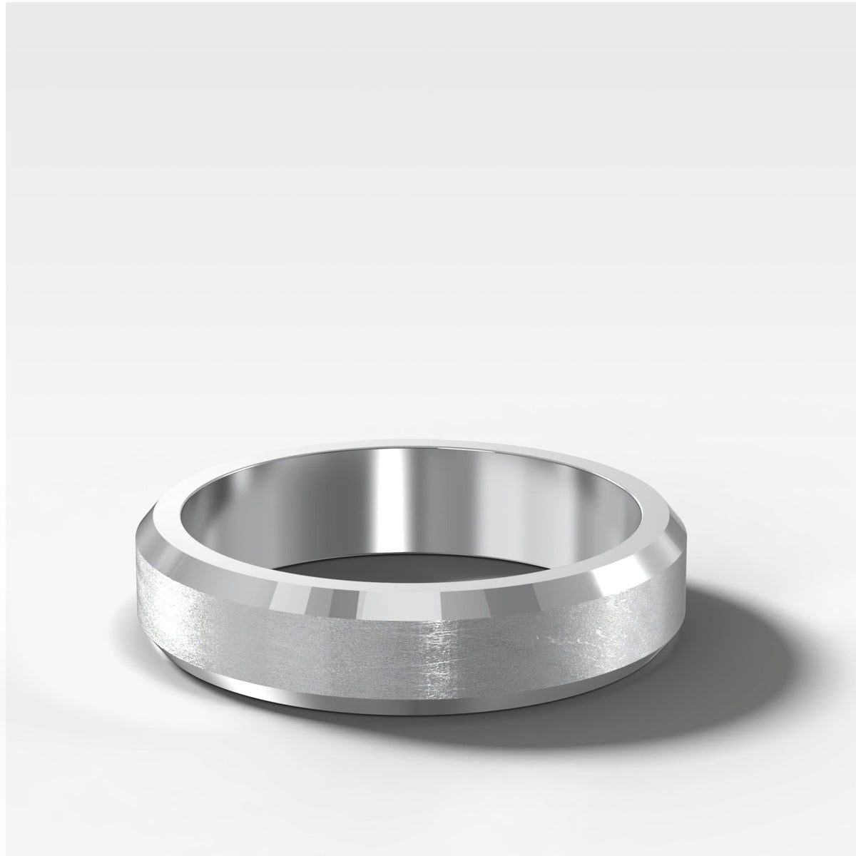 Beveled Edge Matte Wedding Band 5mm - GOODSTONE