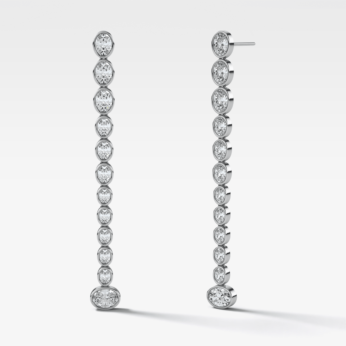 Bezel Oval Diamond Drop Earrings - GOODSTONE