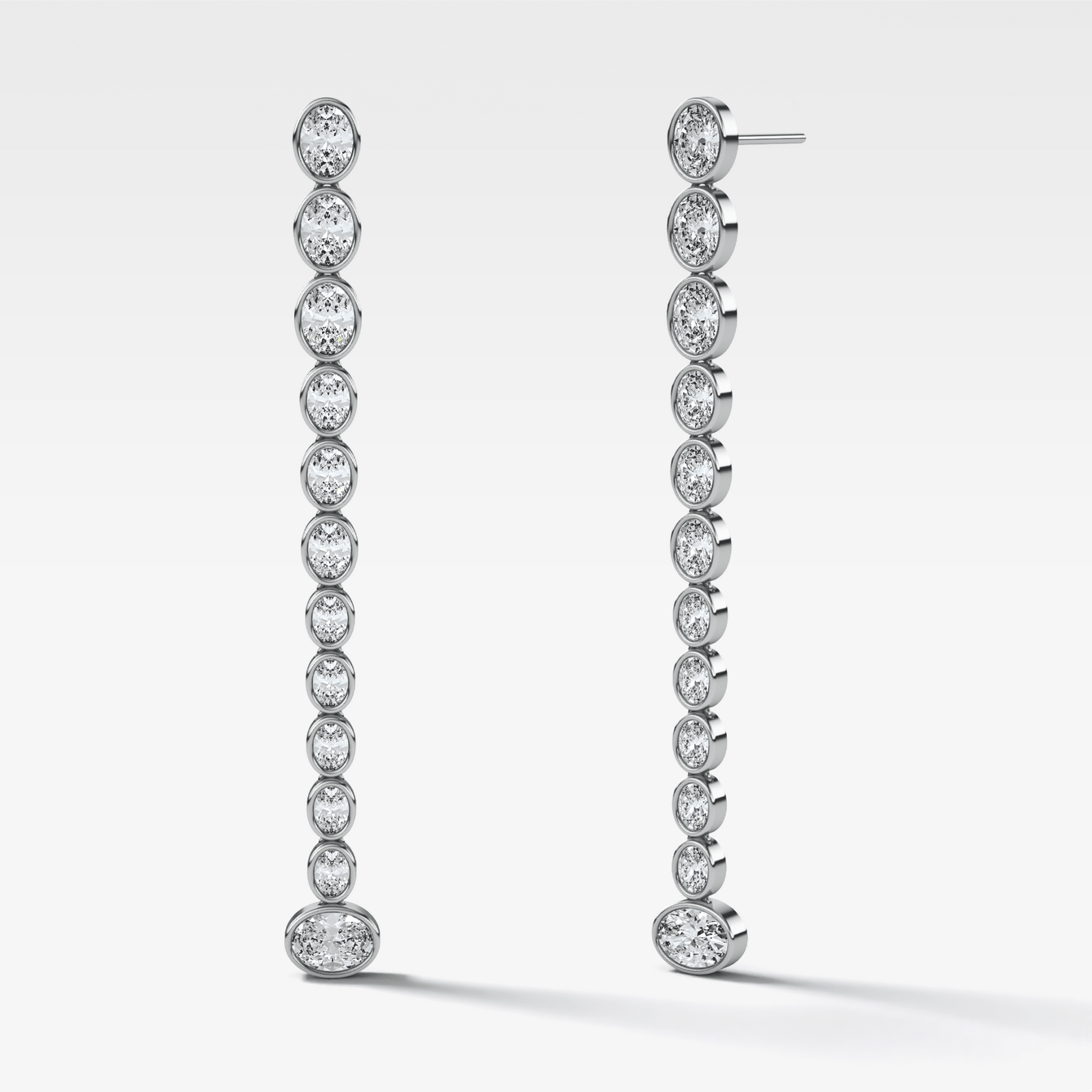 Bezel Oval Diamond Drop Earrings - GOODSTONE