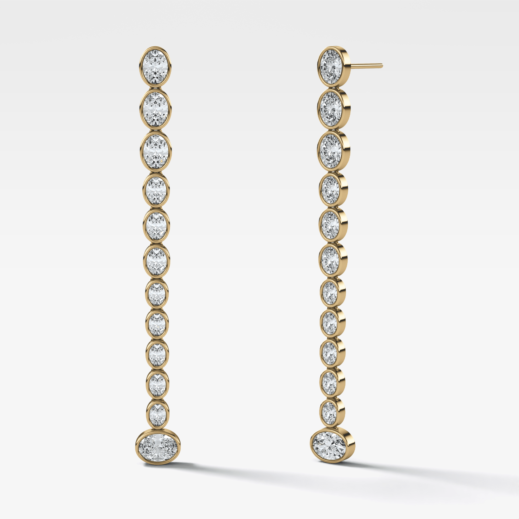 Bezel Oval Diamond Drop Earrings - GOODSTONE