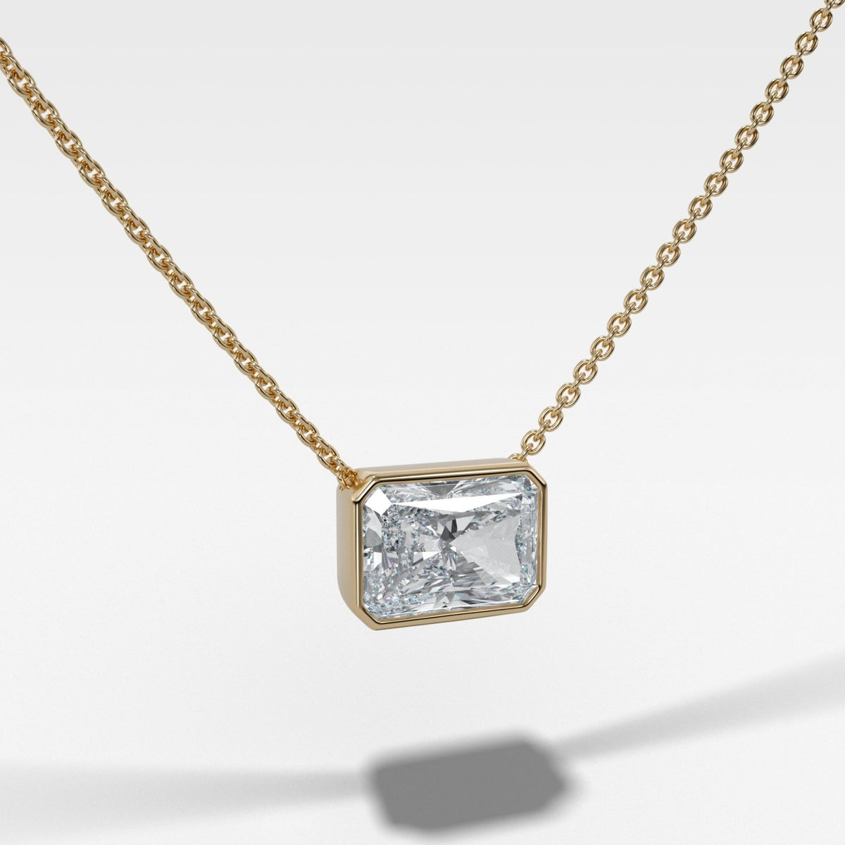 Bezel Pendant Necklace with 1.50ct Lab Grown Elongated Radiant Cut Diamond - GOODSTONE