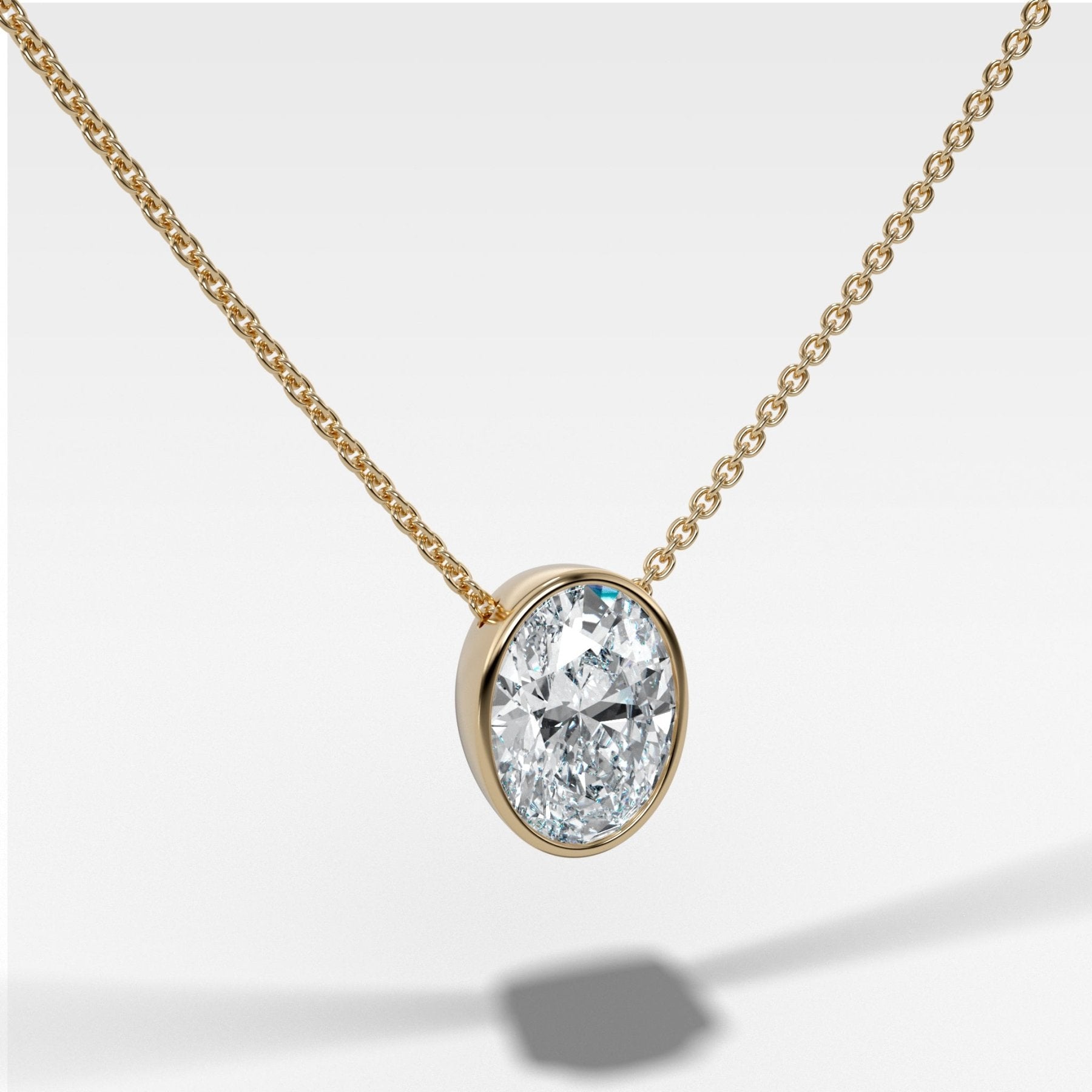 Bezel Pendant Necklace with an Oval Cut Diamond - GOODSTONE