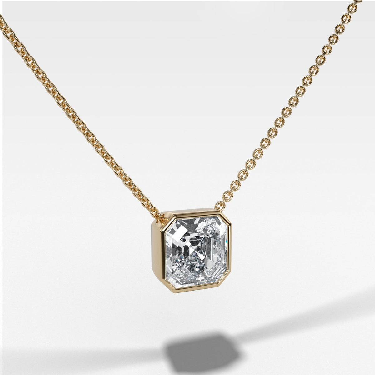 Bezel Pendant Necklace with Asscher Cut Diamond - GOODSTONE