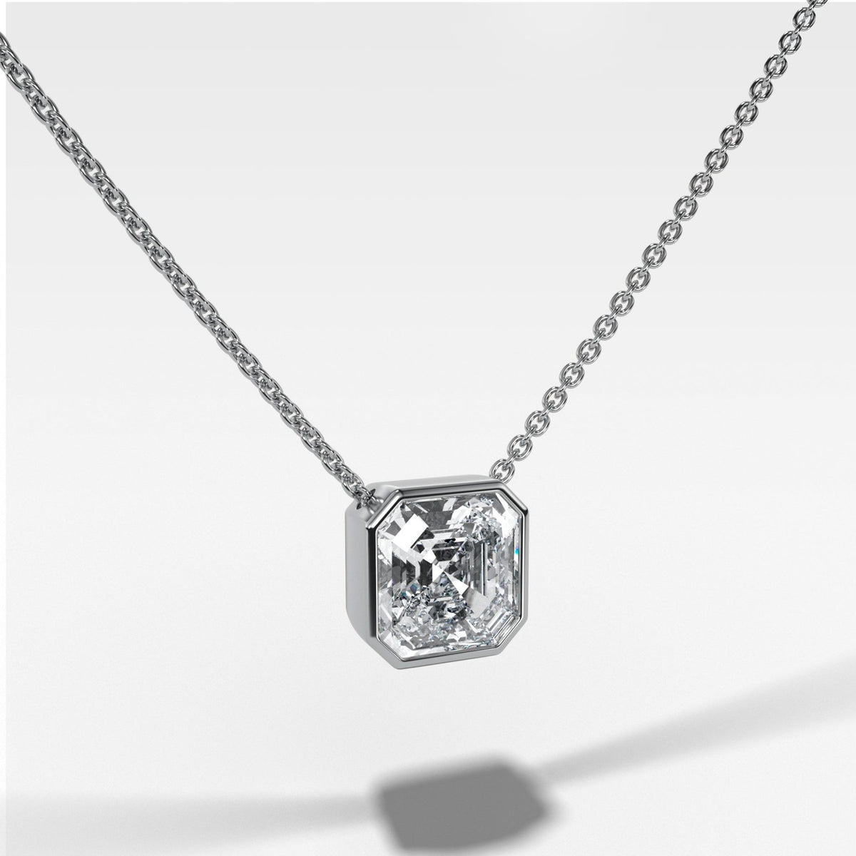 Bezel Pendant Necklace with Asscher Cut Diamond - GOODSTONE