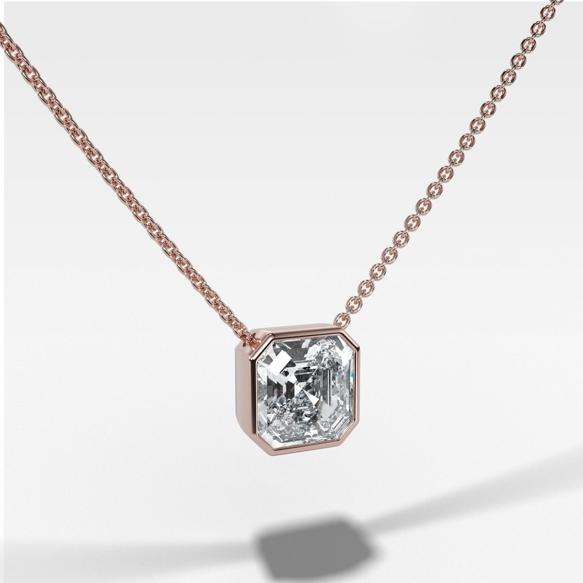 Bezel Pendant Necklace with Asscher Cut Diamond - GOODSTONE