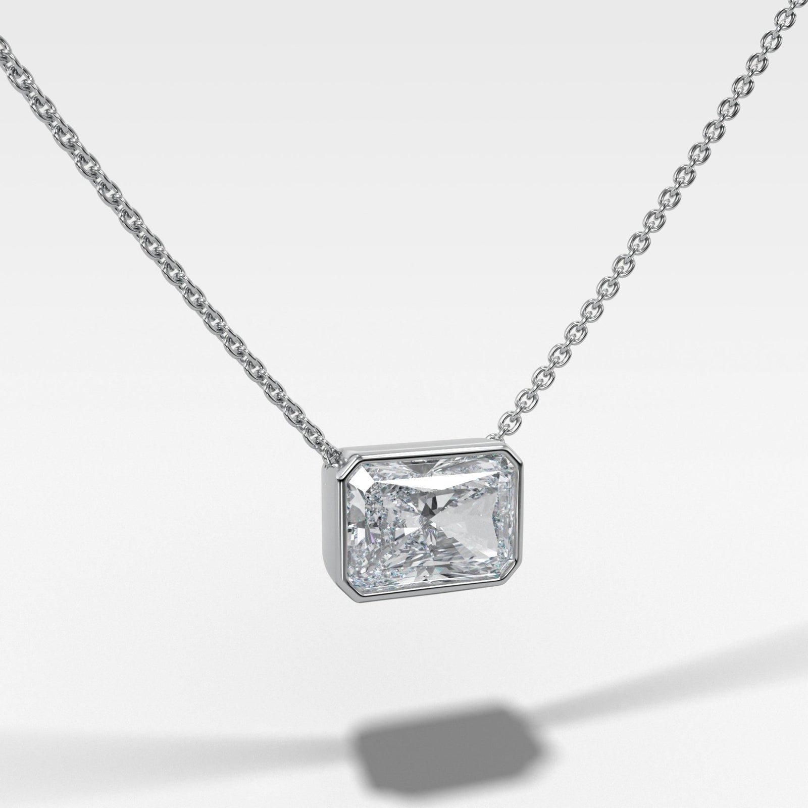 Bezel Pendant Necklace with Elongated Radiant Cut Diamond - GOODSTONE