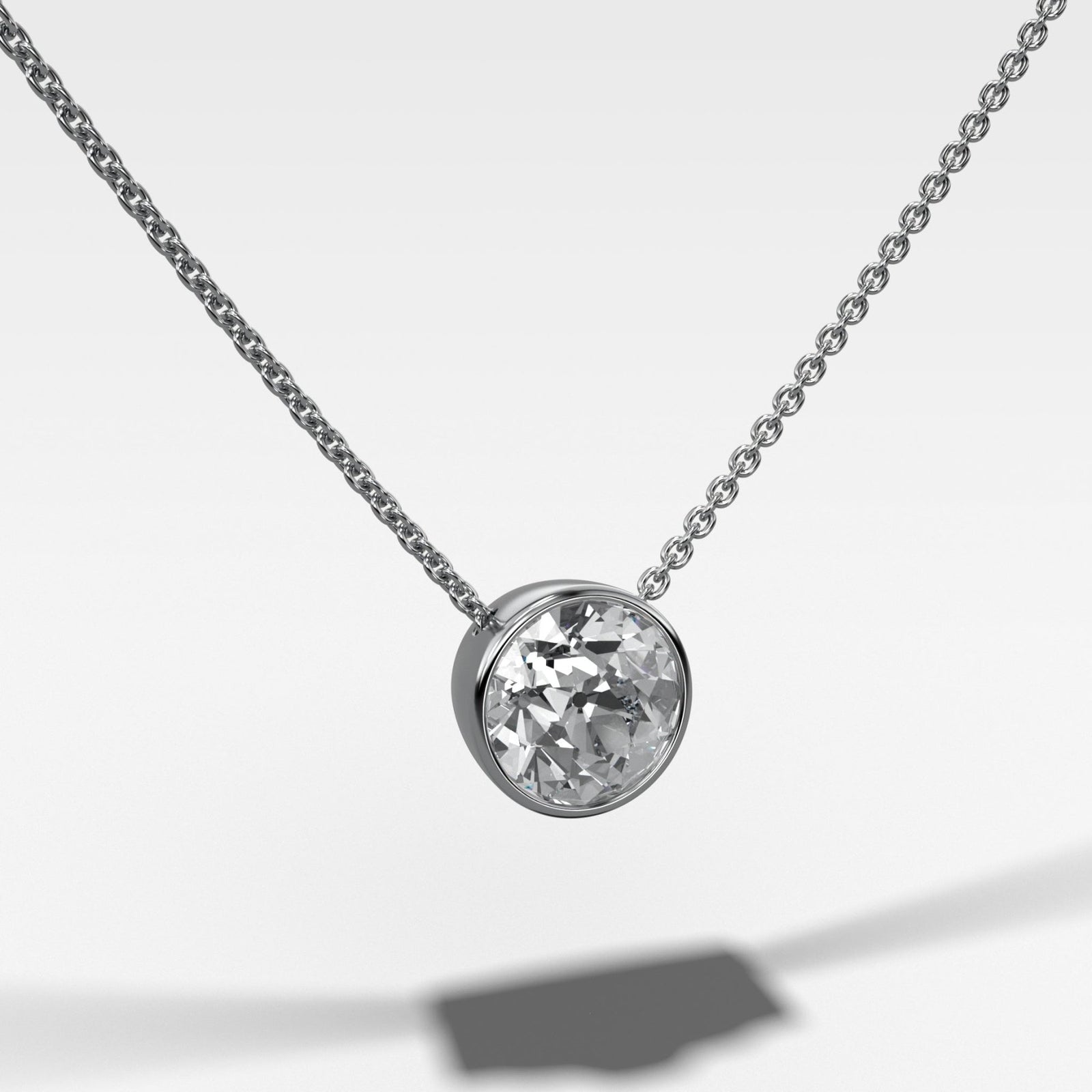 Bezel Pendant Necklace with Old Euro Cut Diamond - GOODSTONE