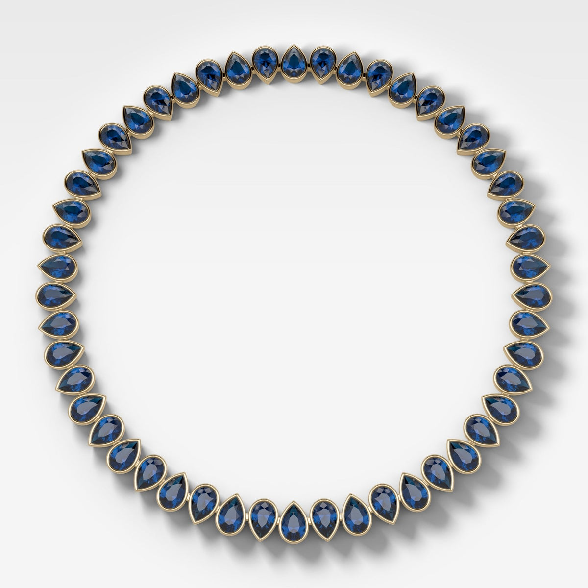 Bezel Set Blue Sapphire Pear Diamond Choker Necklace - GOODSTONE