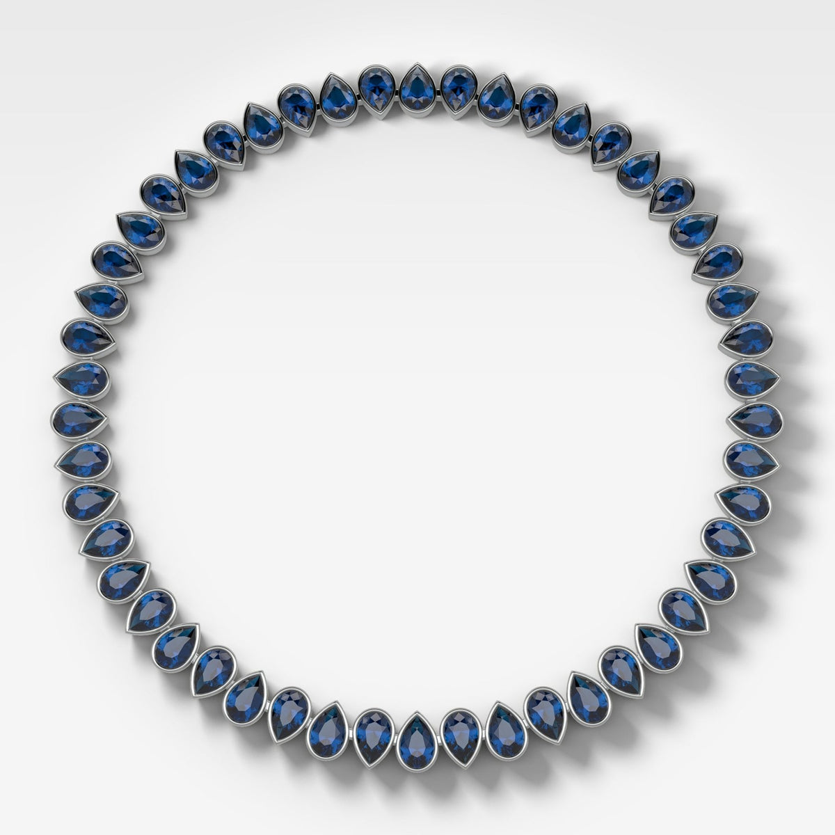 Bezel Set Blue Sapphire Pear Diamond Choker Necklace - GOODSTONE