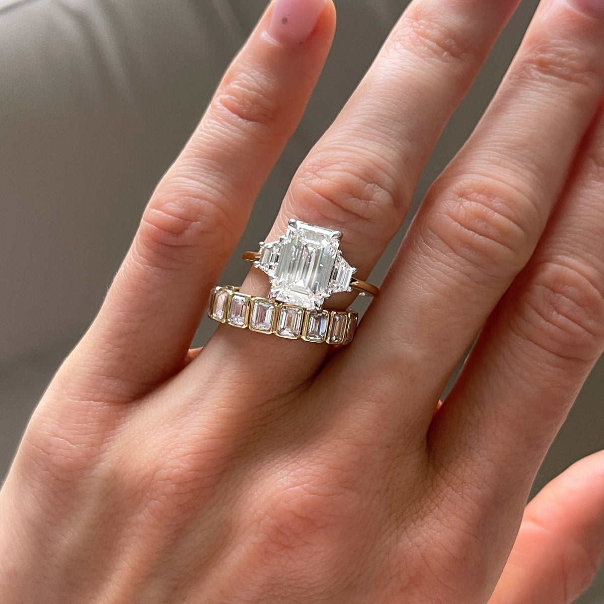 Bezel Set Eternity Band With Emerald Cuts - GOODSTONE