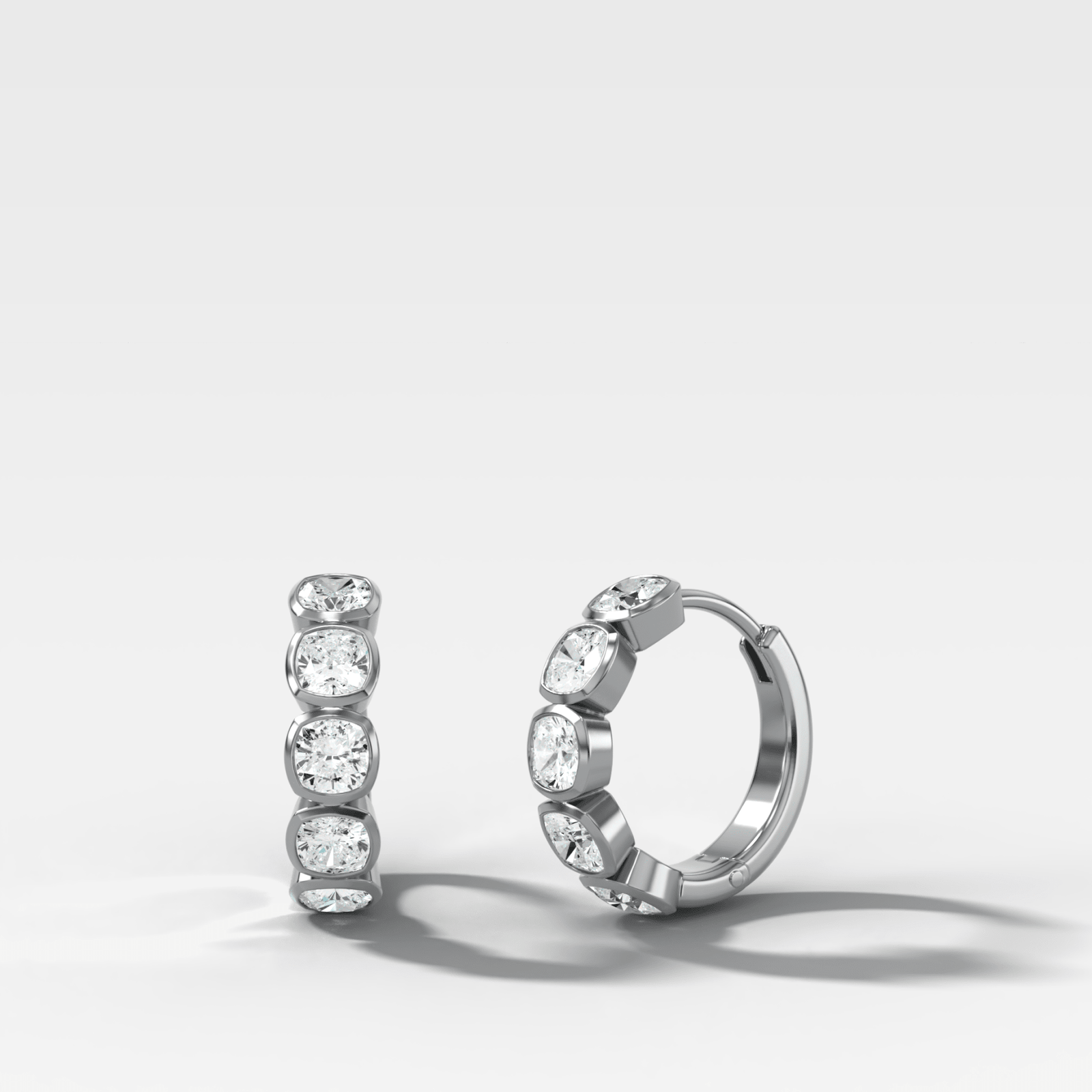 Bezel-Set Huggies with Cushion Cut Diamonds - GOODSTONE