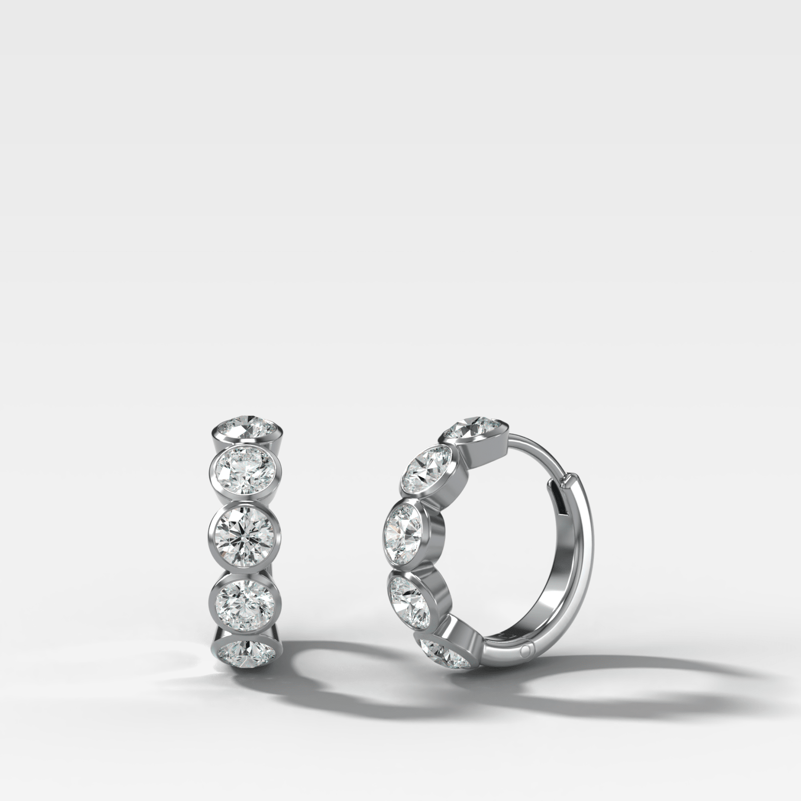 Bezel-Set Huggies with Round Cut Diamonds - GOODSTONE