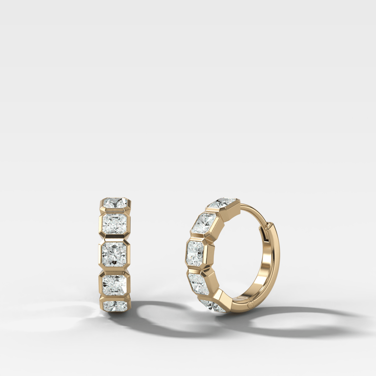 Bezel-Set Huggies with Square Radiant Cut Diamonds - GOODSTONE