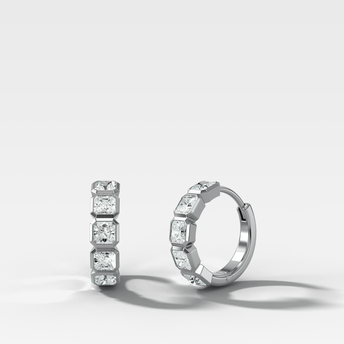 Bezel-Set Huggies with Square Radiant Cut Diamonds - GOODSTONE