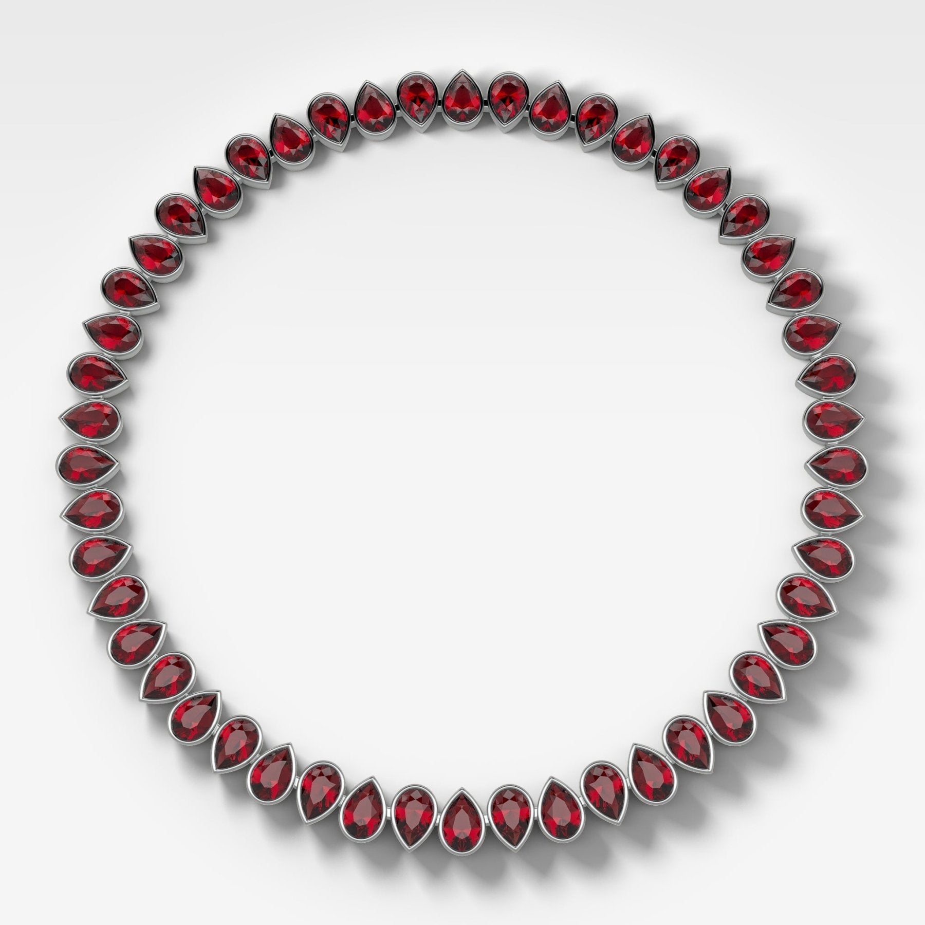 Bezel Set Pear Ruby Diamond Choker Necklace - GOODSTONE