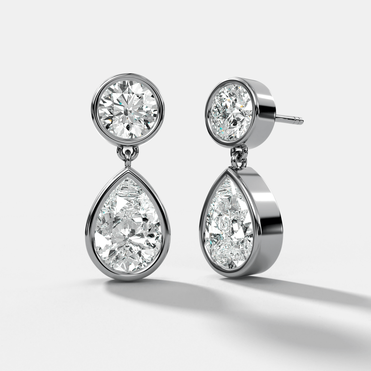 Bezel Teardrop Diamond Earrings - GOODSTONE
