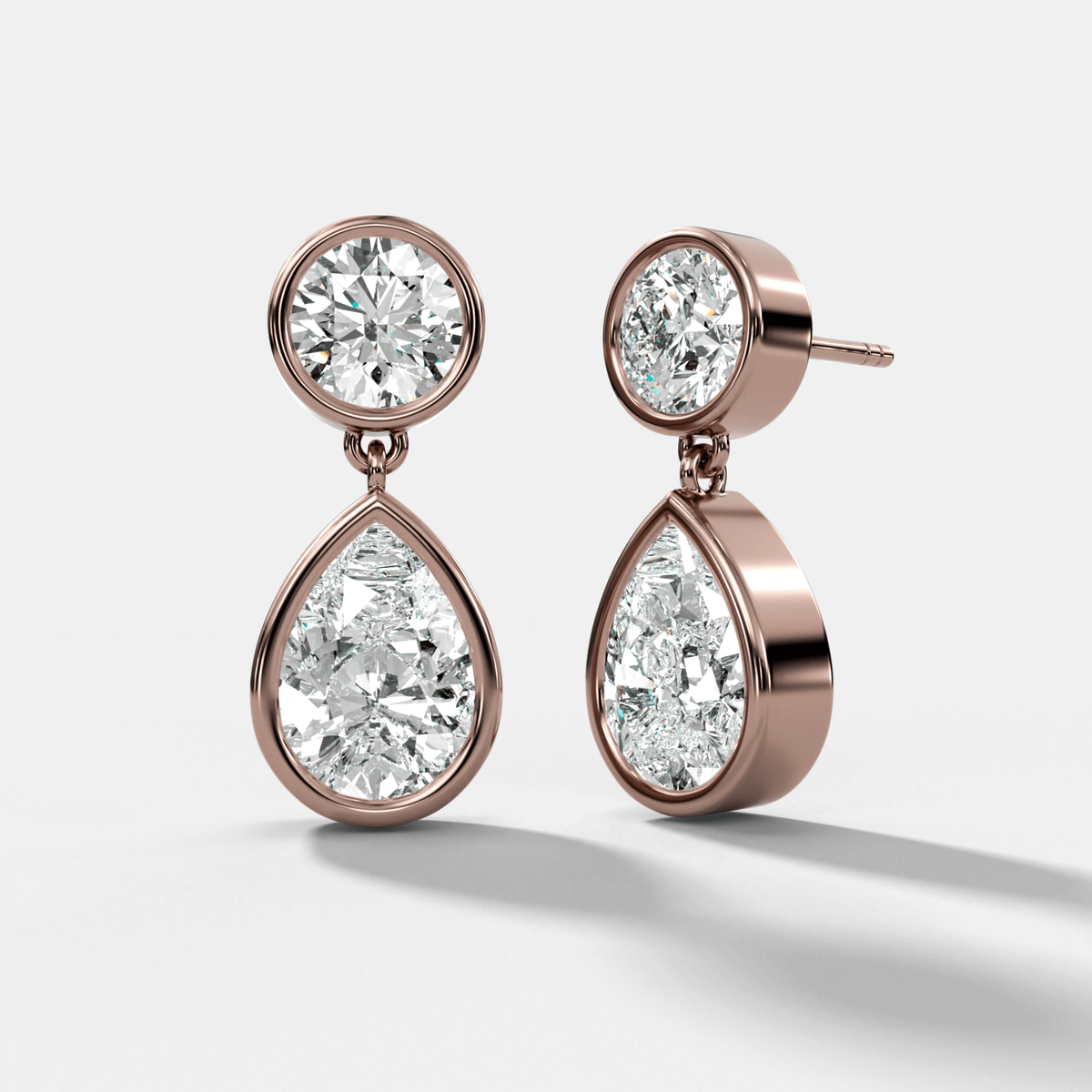 Bezel Teardrop Diamond Earrings - GOODSTONE